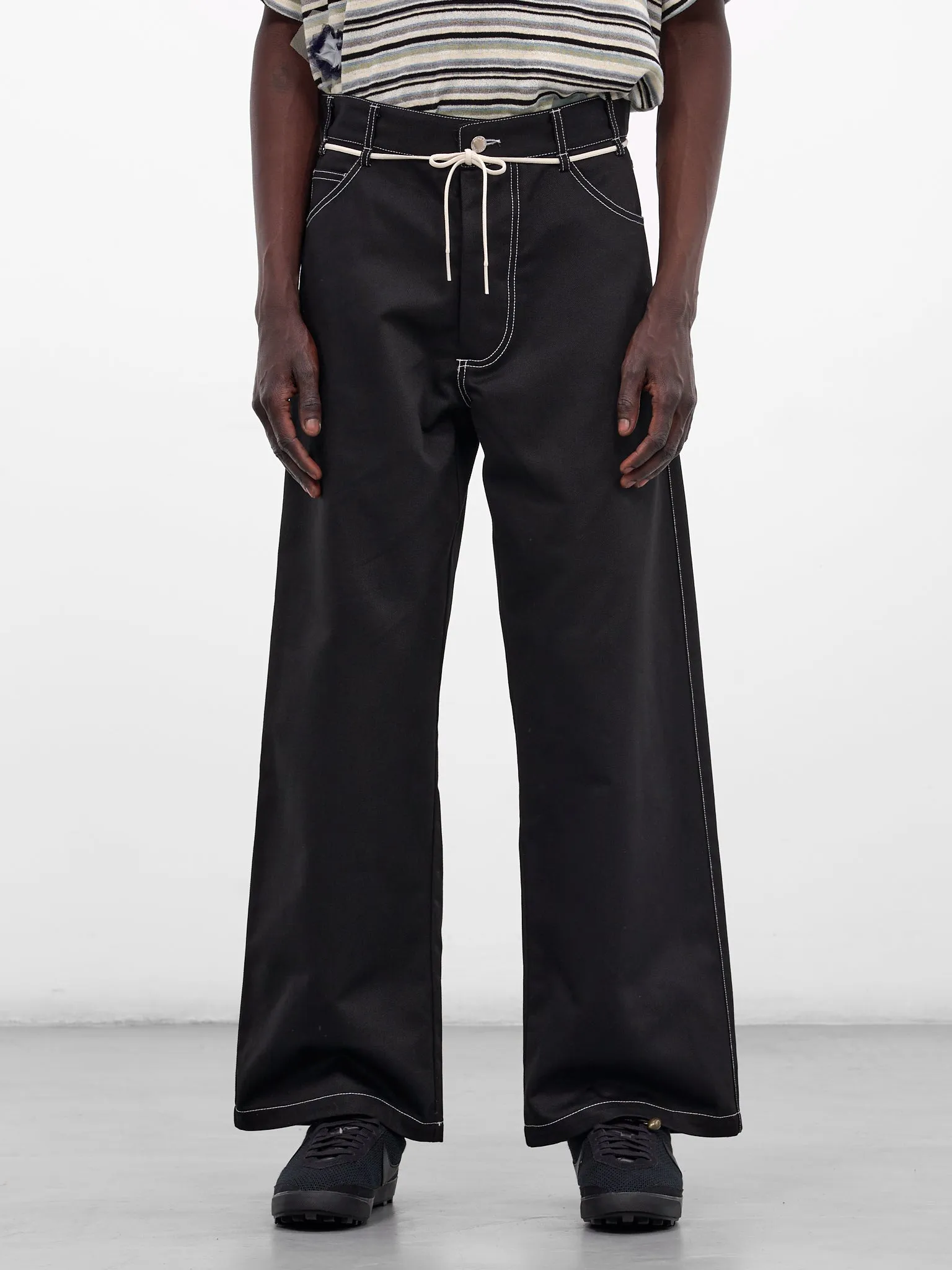 Black Wool Baggy Wide Jeans (261-MPT102-BLACK) sold by lorenzo