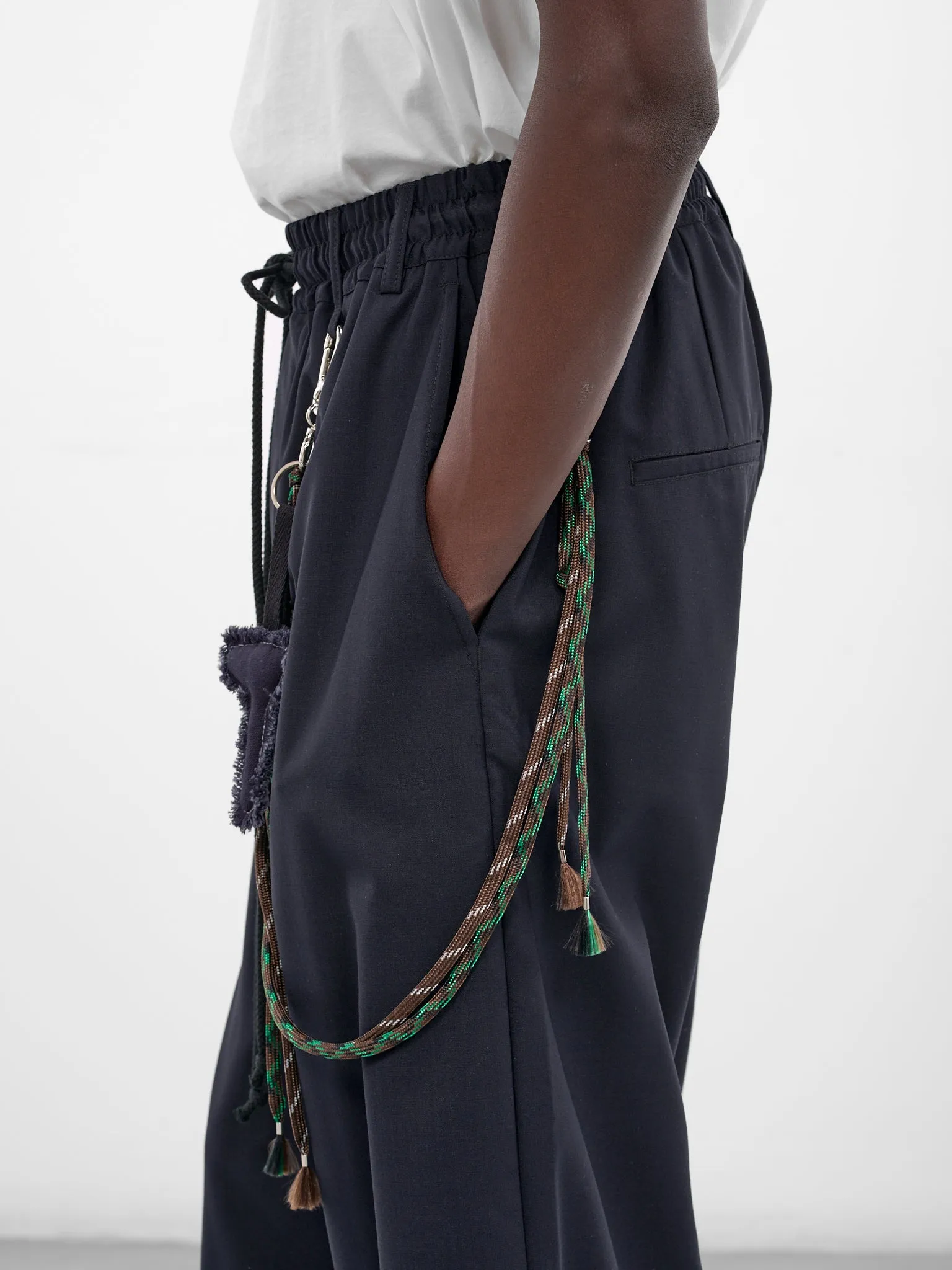 Navy Wool Elasticated Wide Trousers (21-MPT096-NAVY) sold by lorenzo product image thumbnail 4