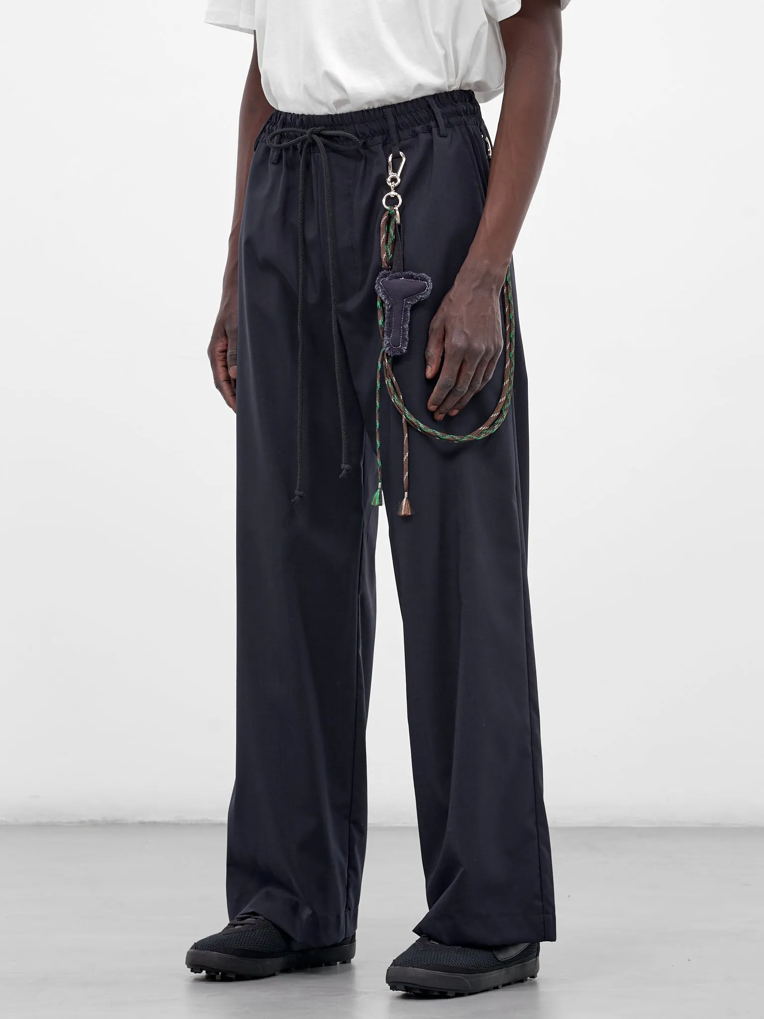 Navy Wool Elasticated Wide Trousers (21-MPT096-NAVY) sold by lorenzo product image thumbnail 2