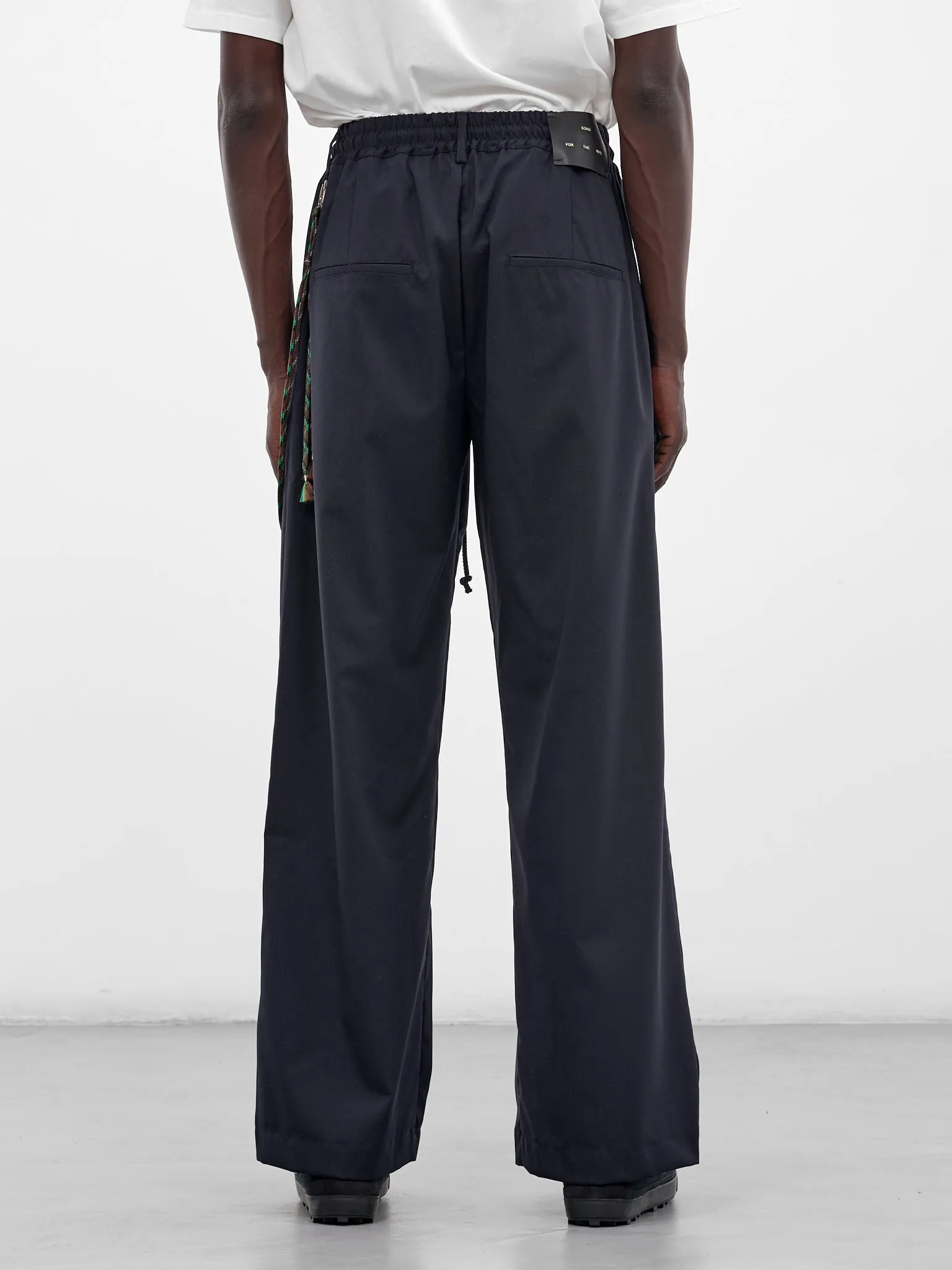 Navy Wool Elasticated Wide Trousers (21-MPT096-NAVY) sold by lorenzo product image thumbnail 3