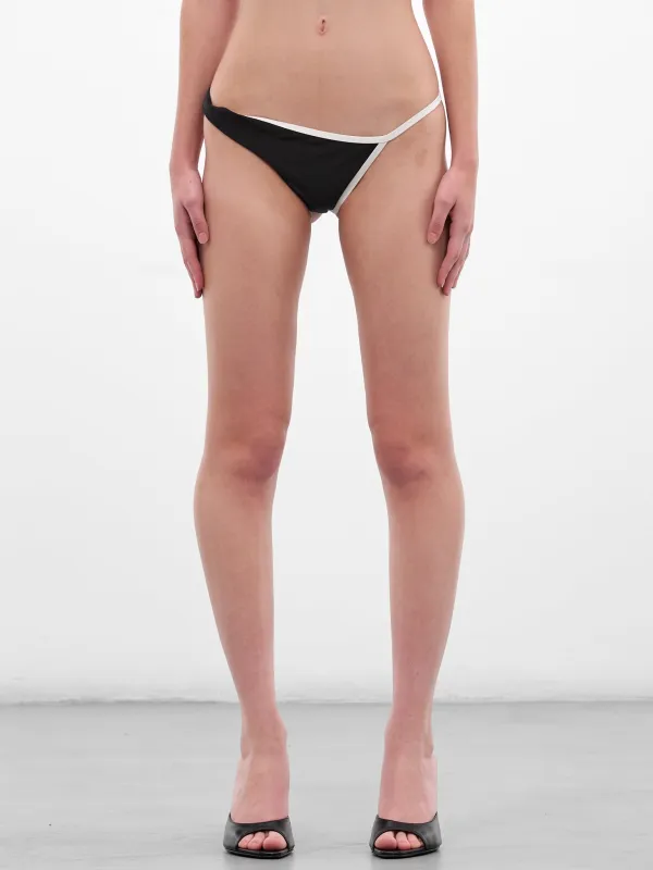Onda Twisted Lycra Bikini Bottom (25047237-BLACK-WHITE) sold by lorenzo