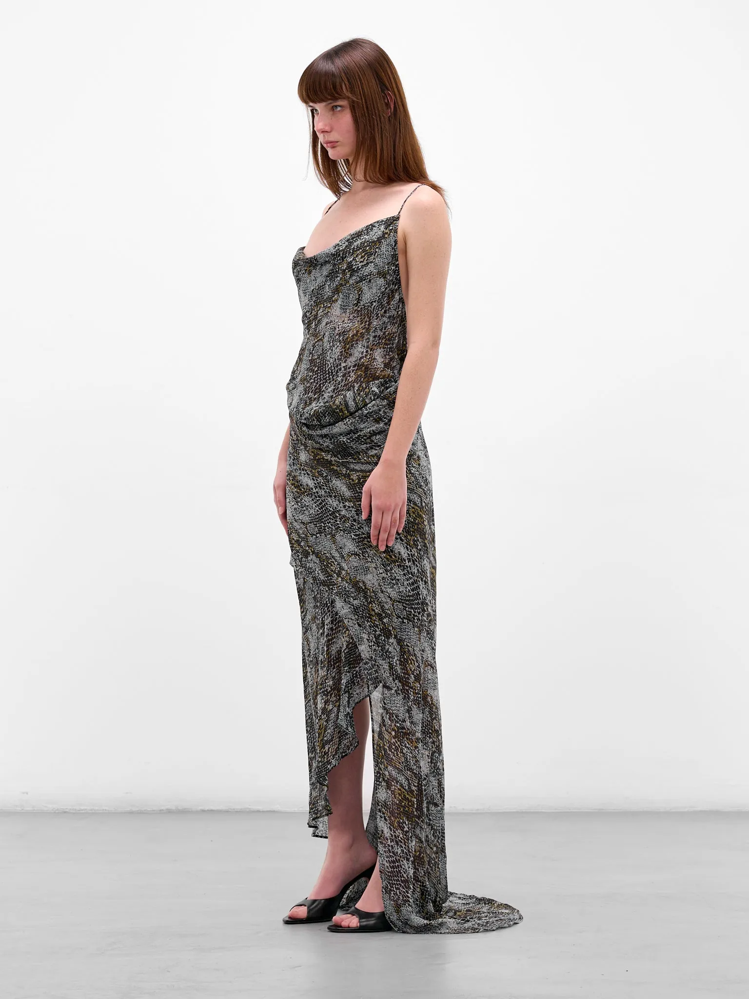 Serpent Print Asymmetric Silk Dress (25043300-SERPENT) sold by lorenzo product image thumbnail 2