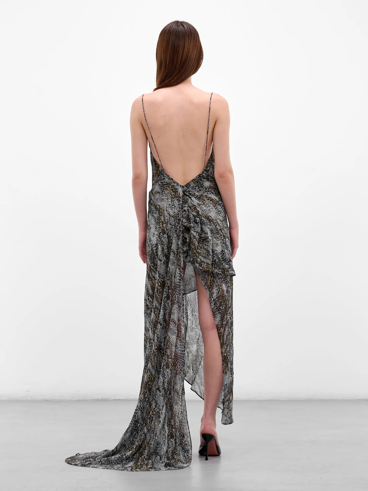 Serpent Print Asymmetric Silk Dress (25043300-SERPENT) sold by lorenzo product image thumbnail 3