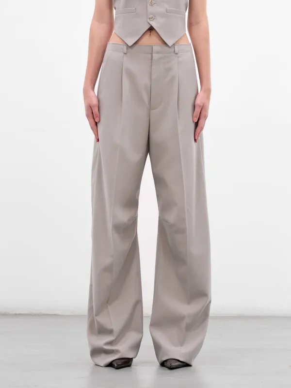 Gray Wool Wide Leg TRousers (S52KA0555-M35436-PALE-GREY) made by Maison Margiela