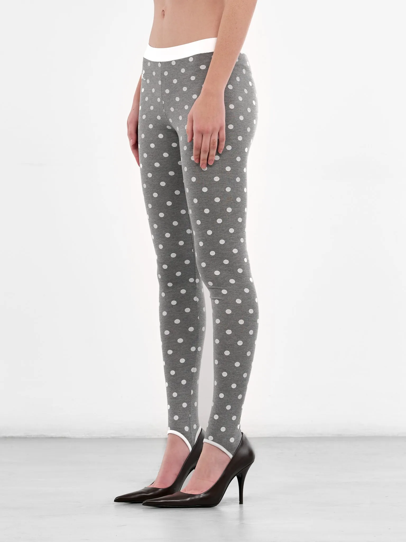 Gray Polka Dots Jersey Leggings (RR-J114-GREY-POLKA-DOTS) sold by lorenzo product image thumbnail 2