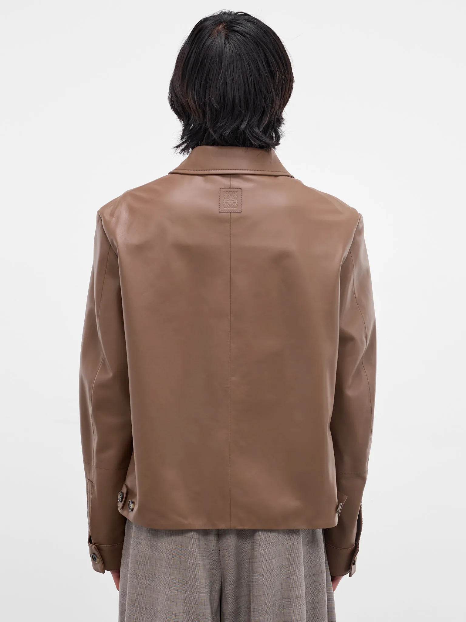 Taupe Lambskin Nappa Zip Jacket (H526Y34LAX-TAUPE) sold by lorenzo product image thumbnail 3