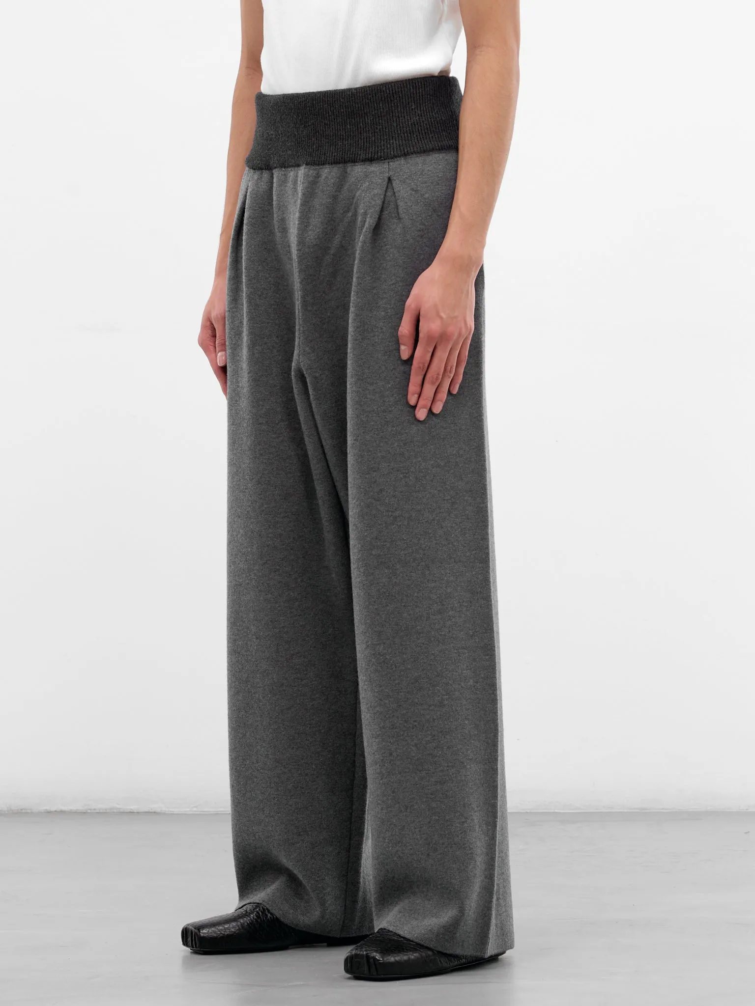 Gray Wool Ribbed Waistband Trousers (H526Y1MK23-GREY-MELANGE) sold by lorenzo product image thumbnail 2