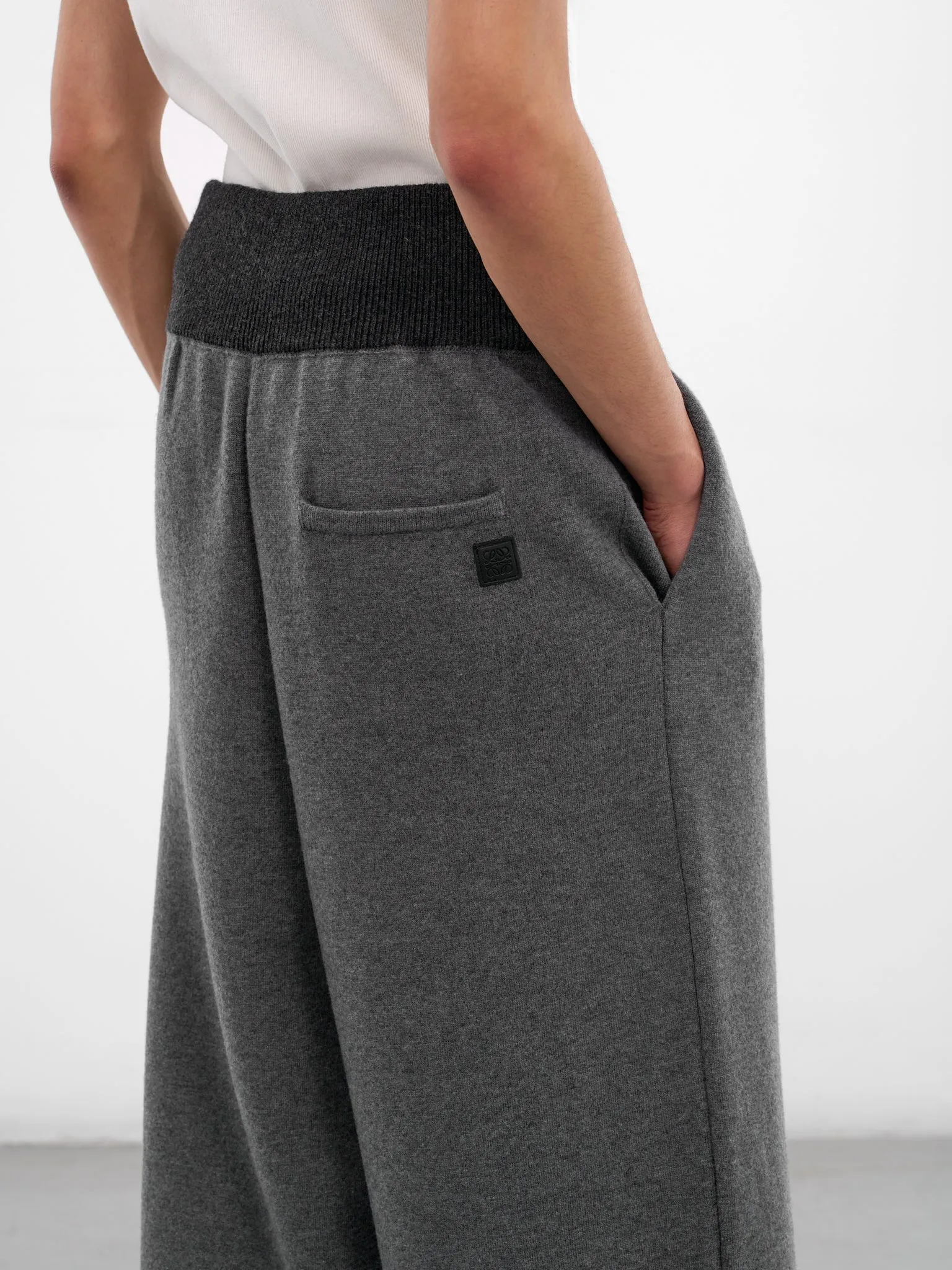 Gray Wool Ribbed Waistband Trousers (H526Y1MK23-GREY-MELANGE) sold by lorenzo product image thumbnail 4