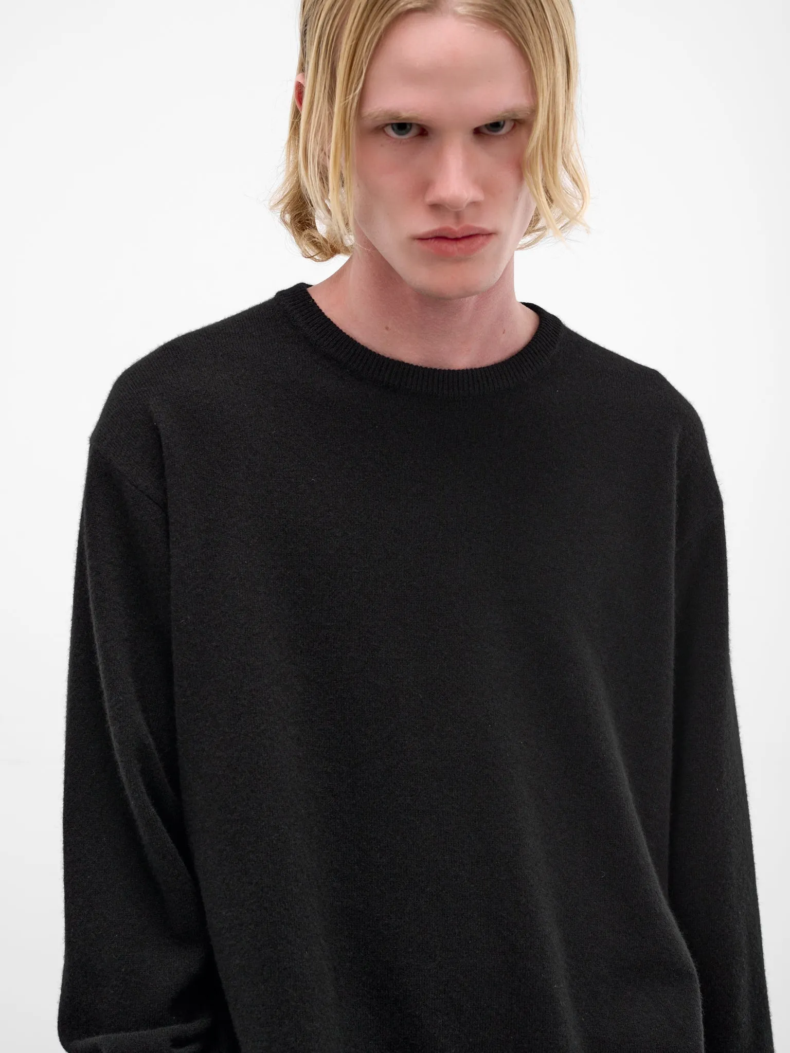 Black Wool Knit Crewneck Sweater (ST-1476-BLACK) sold by lorenzo product image thumbnail 5