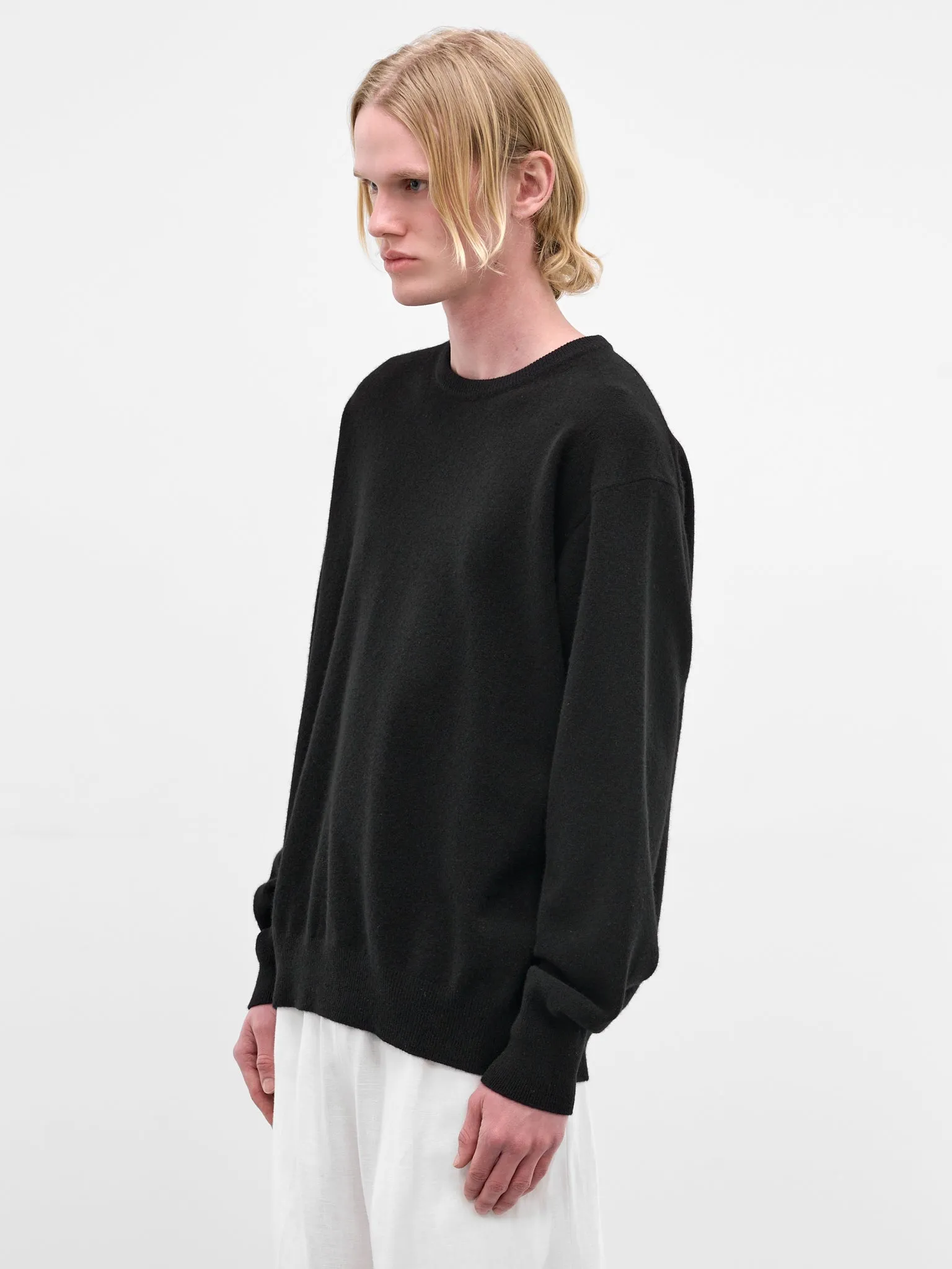 Black Wool Knit Crewneck Sweater (ST-1476-BLACK) sold by lorenzo product image thumbnail 2
