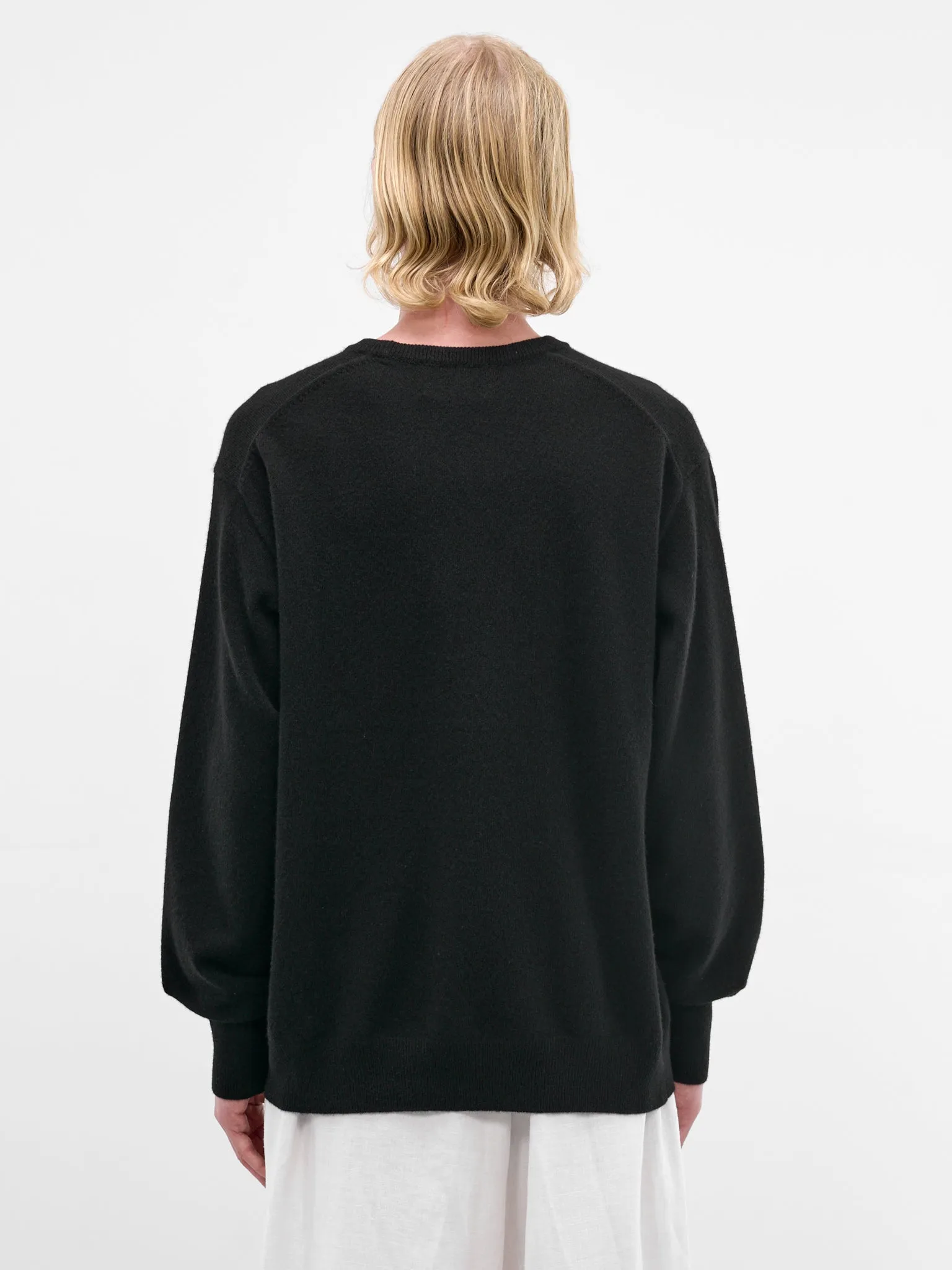 Black Wool Knit Crewneck Sweater (ST-1476-BLACK) sold by lorenzo product image thumbnail 3