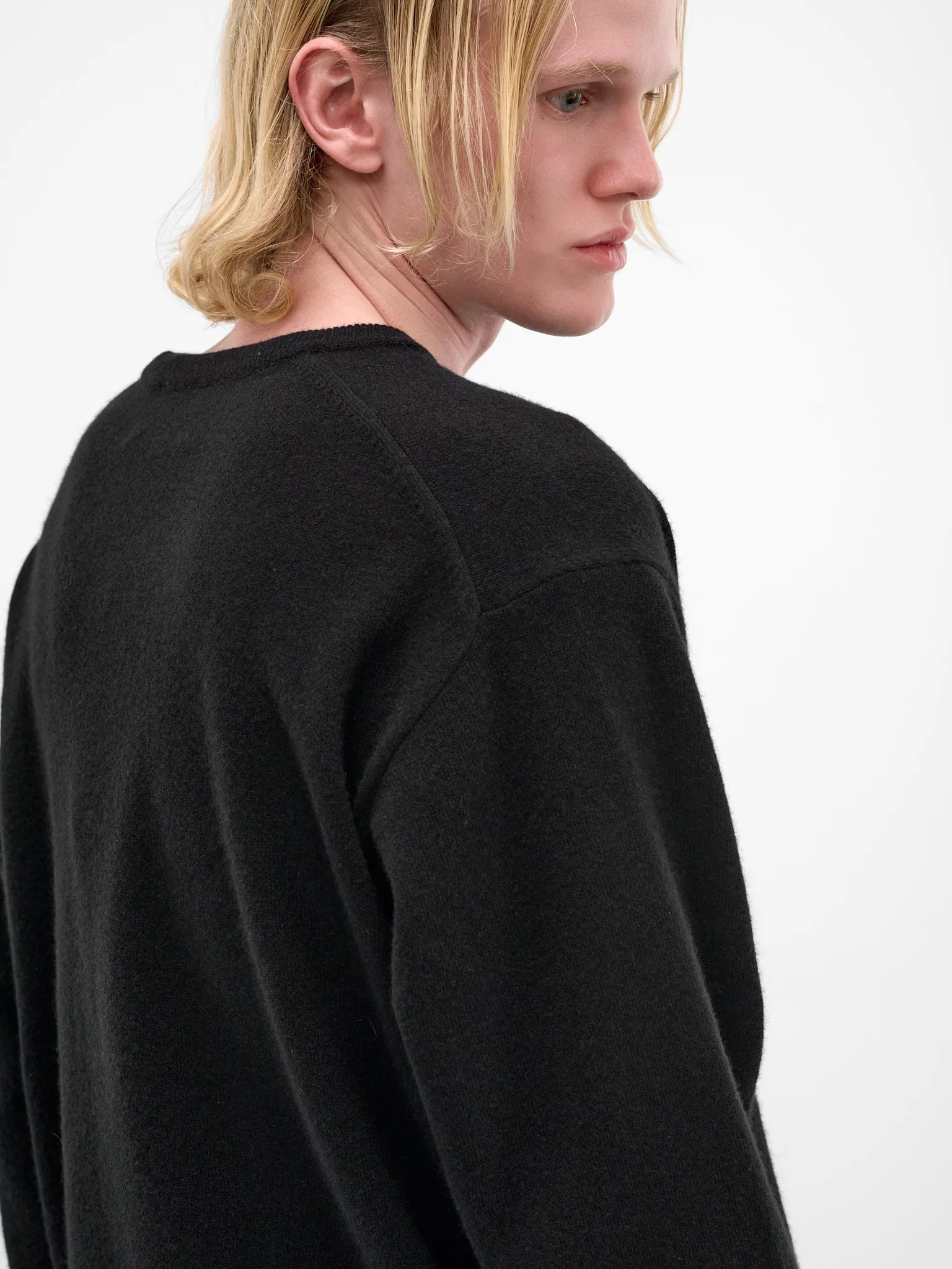Black Wool Knit Crewneck Sweater (ST-1476-BLACK) sold by lorenzo product image thumbnail 4