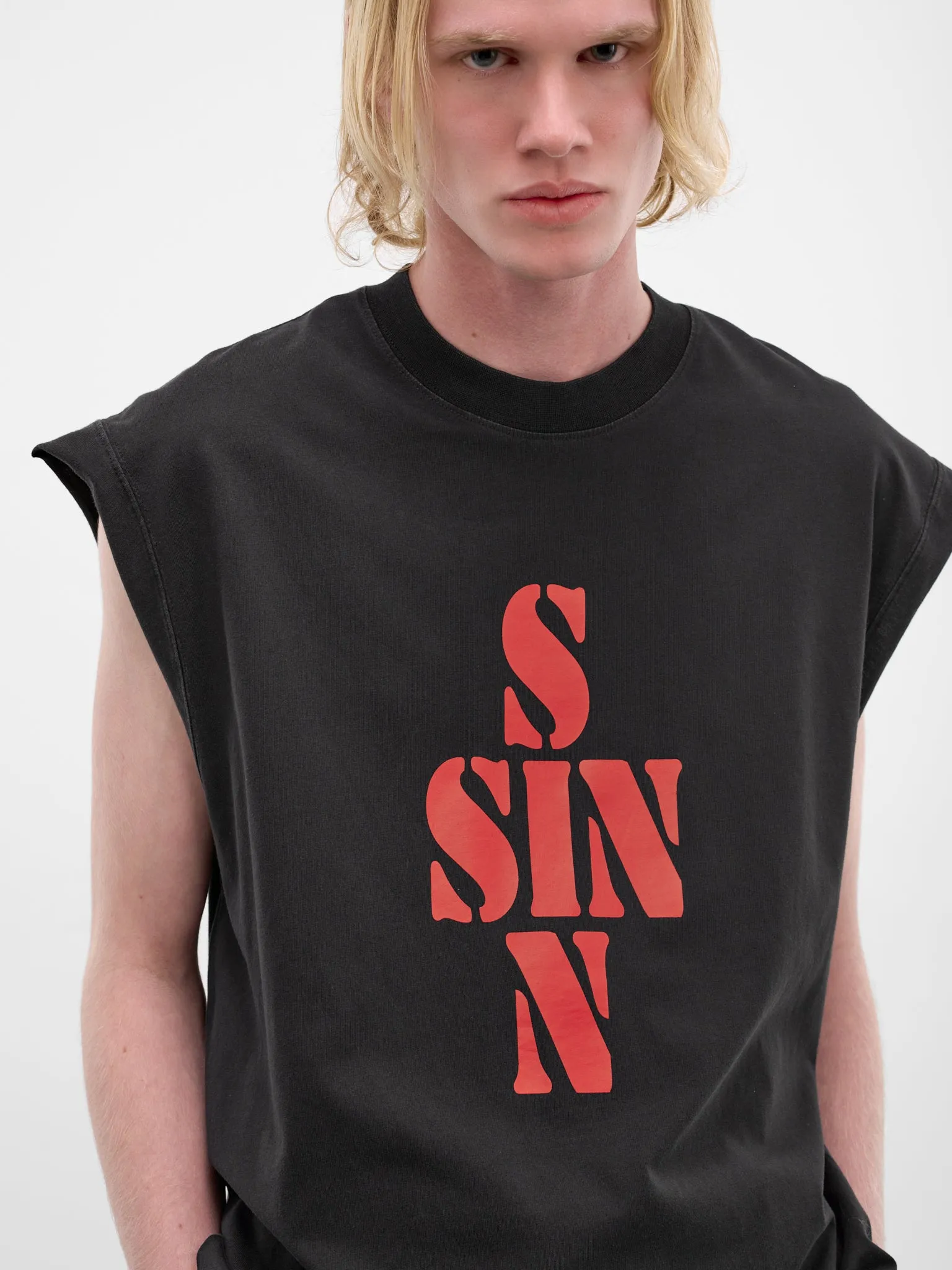 Black 'Sin' Cotton Tank (ME76TR197B-BLACK) sold by lorenzo product image thumbnail 5