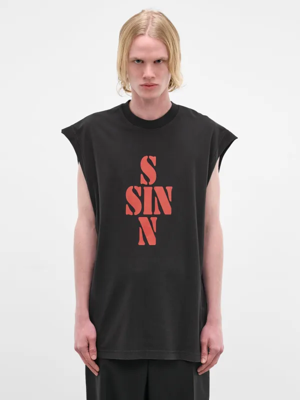 Black 'Sin' Cotton Tank (ME76TR197B-BLACK) made by Vetements