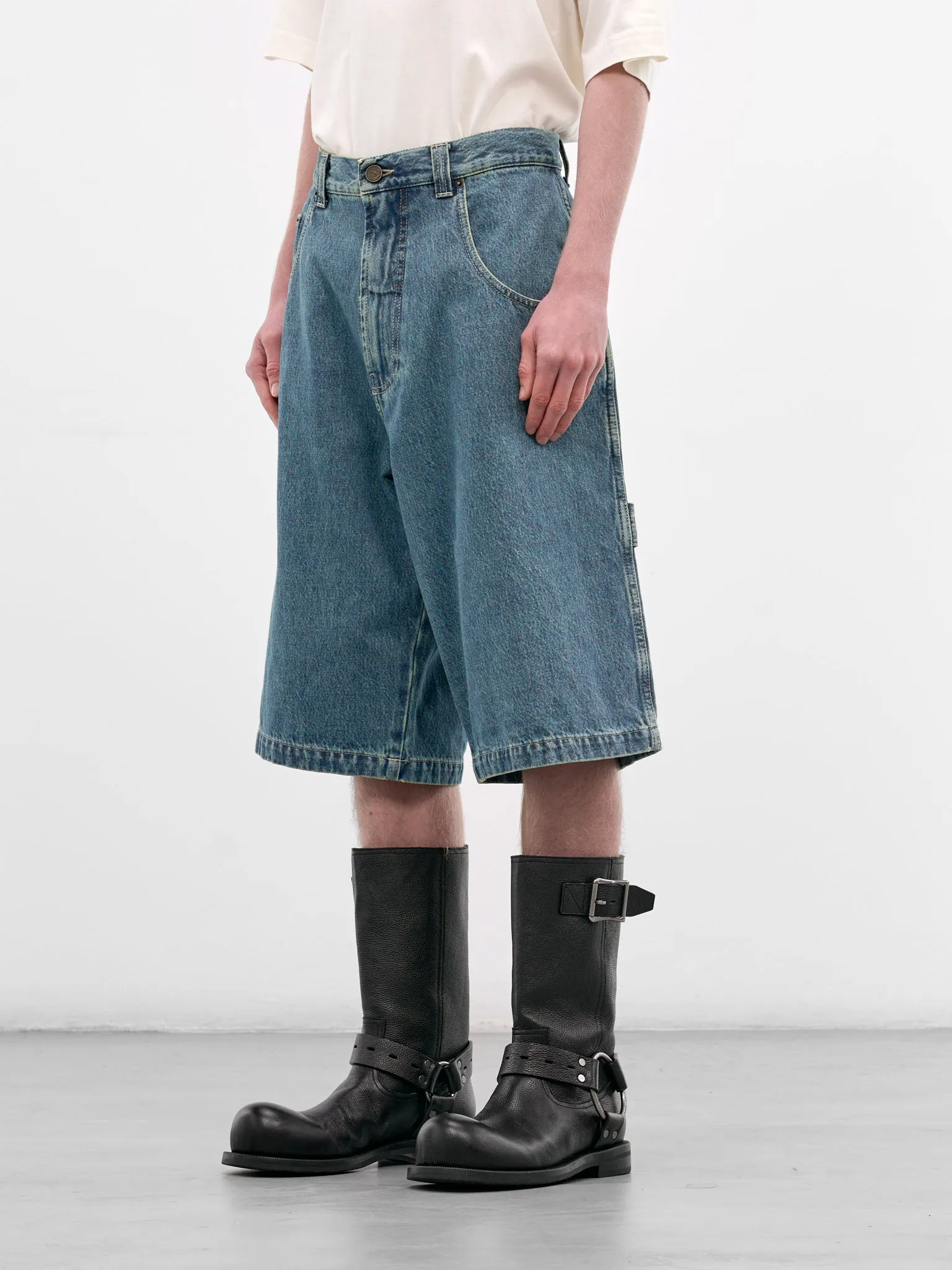 Blue Denim Biker Cross Shorts (ME76DP094N1-VINTAGE-BLUE) sold by lorenzo product image thumbnail 2