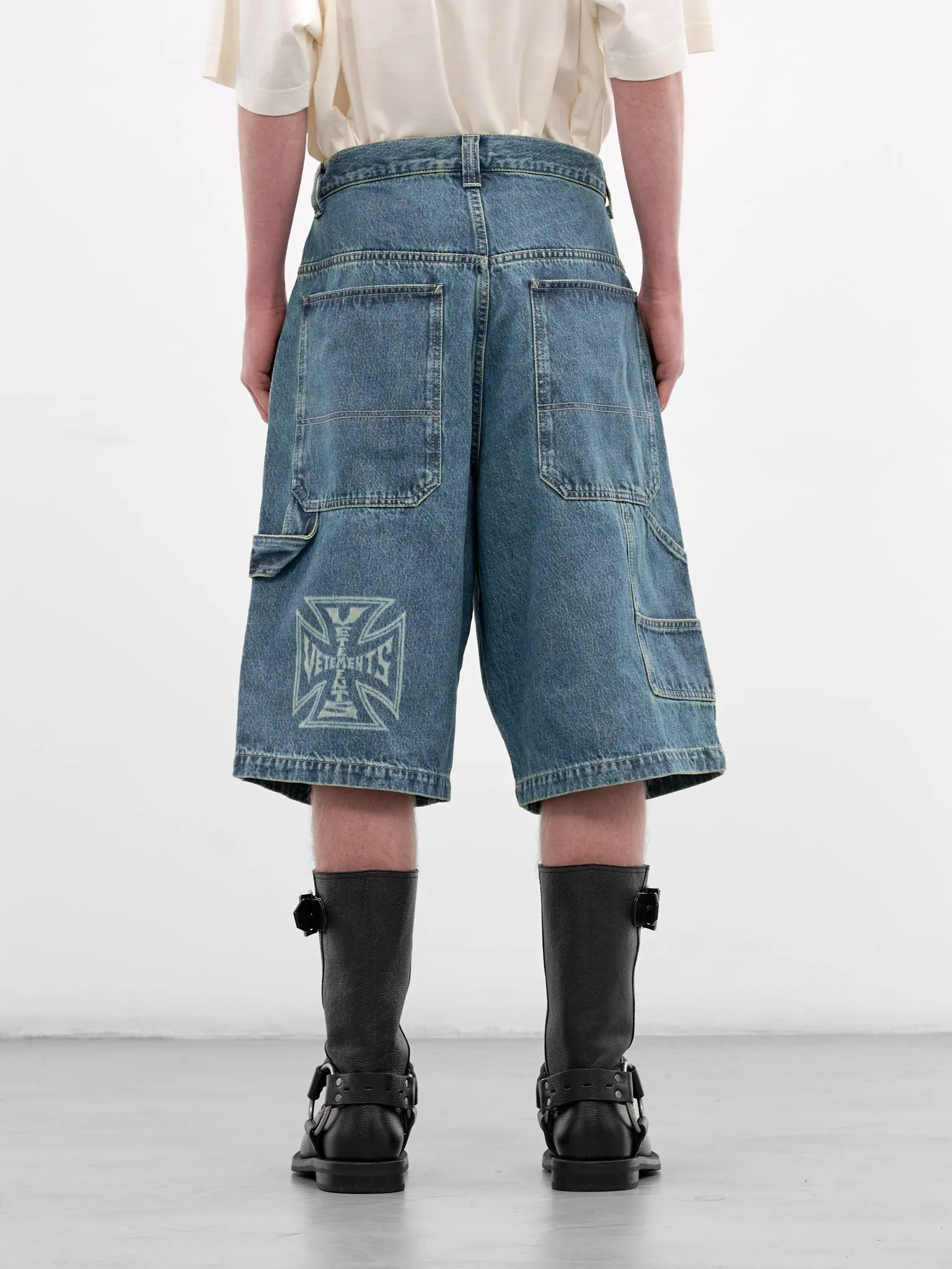 Blue Denim Biker Cross Shorts (ME76DP094N1-VINTAGE-BLUE) sold by lorenzo product image thumbnail 3