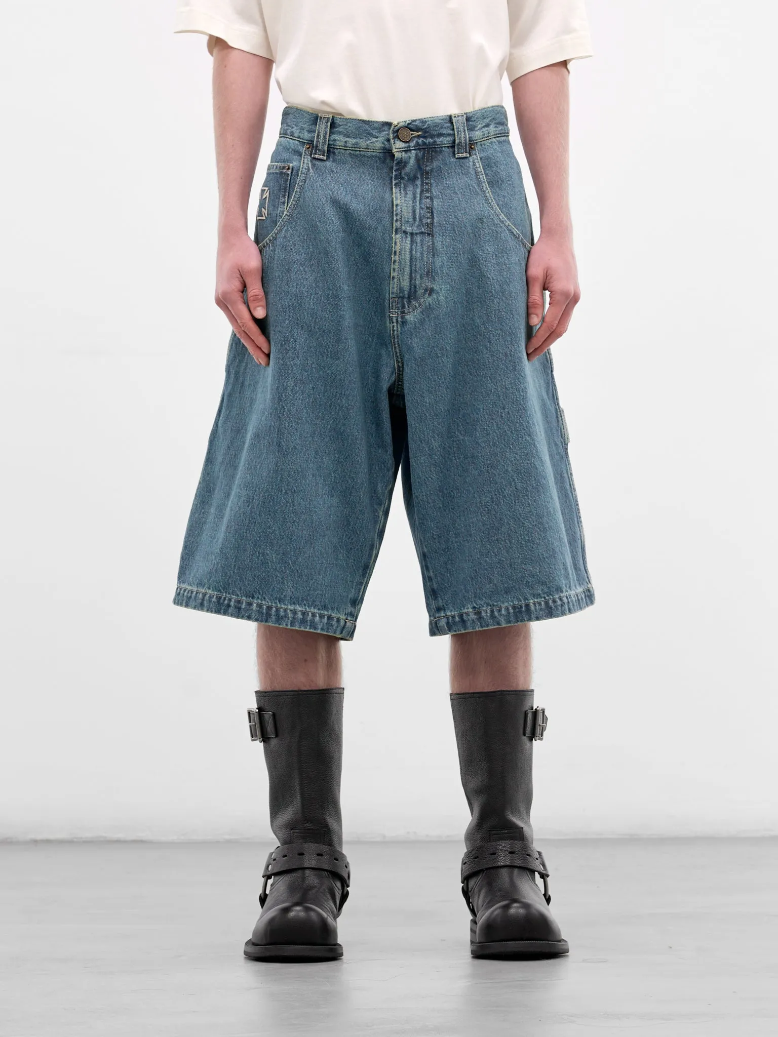 Blue Denim Biker Cross Shorts (ME76DP094N1-VINTAGE-BLUE) sold by lorenzo