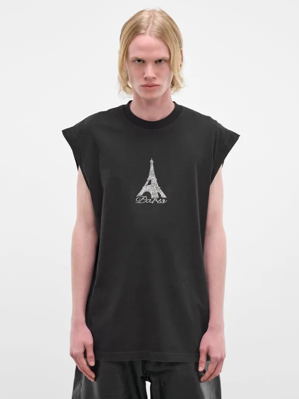 Black Rhinestone Eiffel Tower Tank (ME7TR262B-BLACK) made by Vetements
