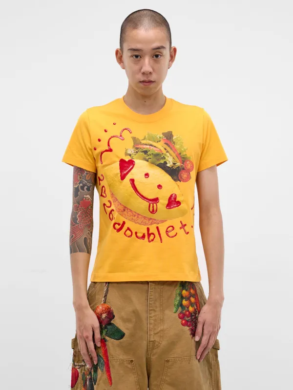 Yellow Food Logo Graphic Tee (30CS426-YELLOW) made by Doublet