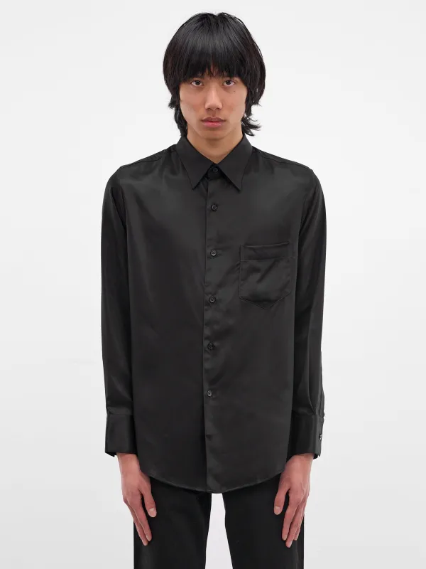 Black Tencel Button-Up Shirt (SH20-BLACK) made by lorenzo