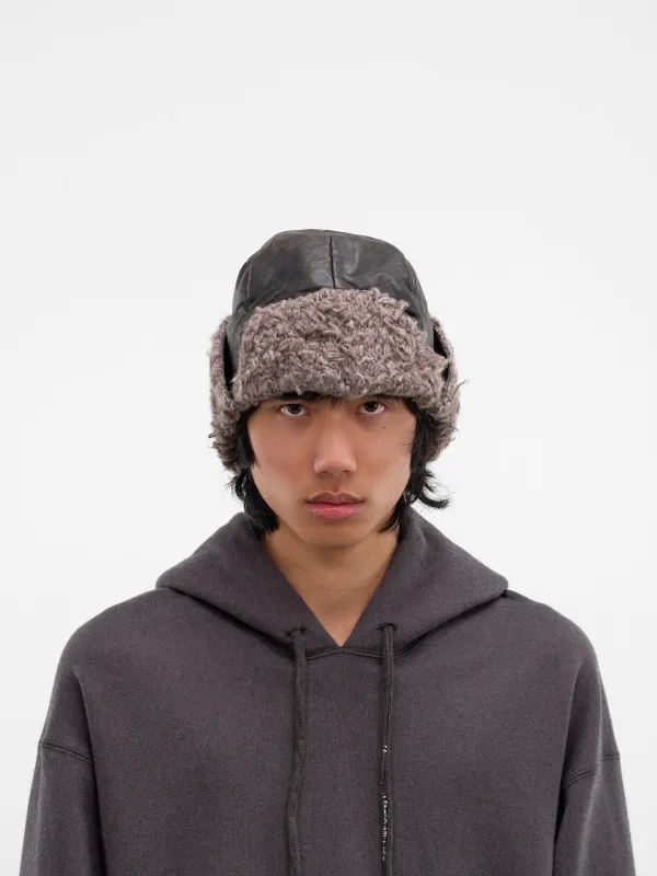 Horse Leather Cashmere Ushanka Hat (1903-GREY-BROWN) sold by lorenzo