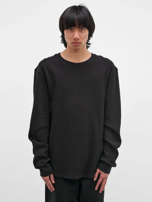 Black Waffle-Knit Thermal Tee (TO04012-BLACK) sold by lorenzo