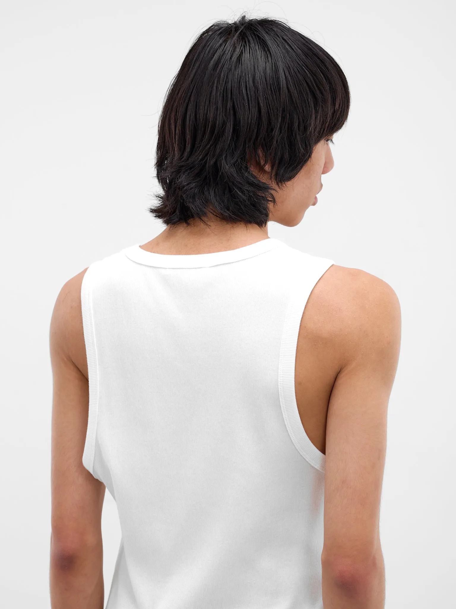 White Rib-Knit Cotton Tank Top (TA01111-WHITE) sold by lorenzo product image thumbnail 5