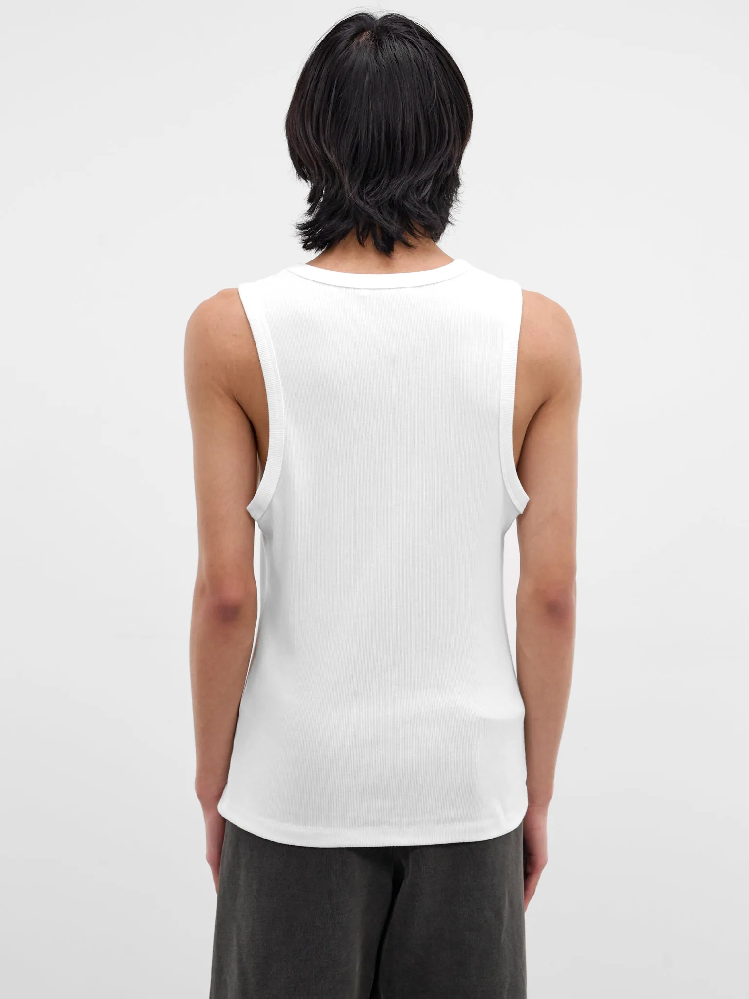White Rib-Knit Cotton Tank Top (TA01111-WHITE) sold by lorenzo product image thumbnail 3