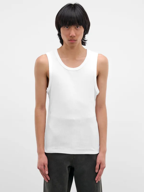 White Rib-Knit Cotton Tank Top (TA01111-WHITE) made by Entire Studios