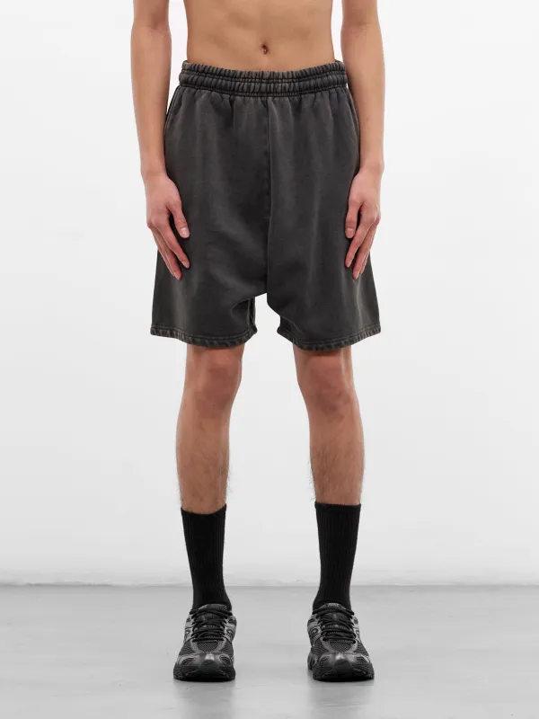 Washed Black Cotton Sweat Shorts (SH01012-WASHED-BLACK) sold by lorenzo