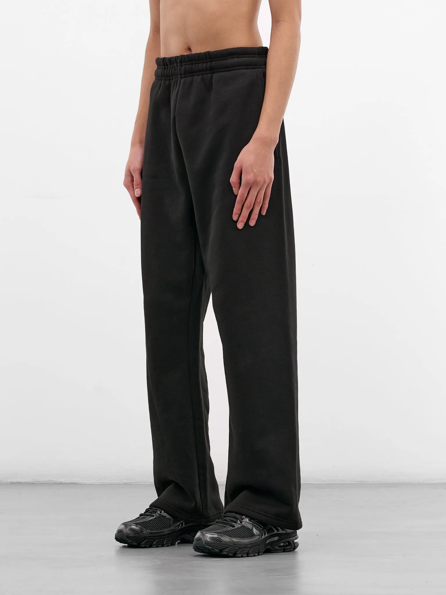 Black Cotton Straight Leg Sweatpants (PA04012-BLACK) sold by lorenzo product image thumbnail 2