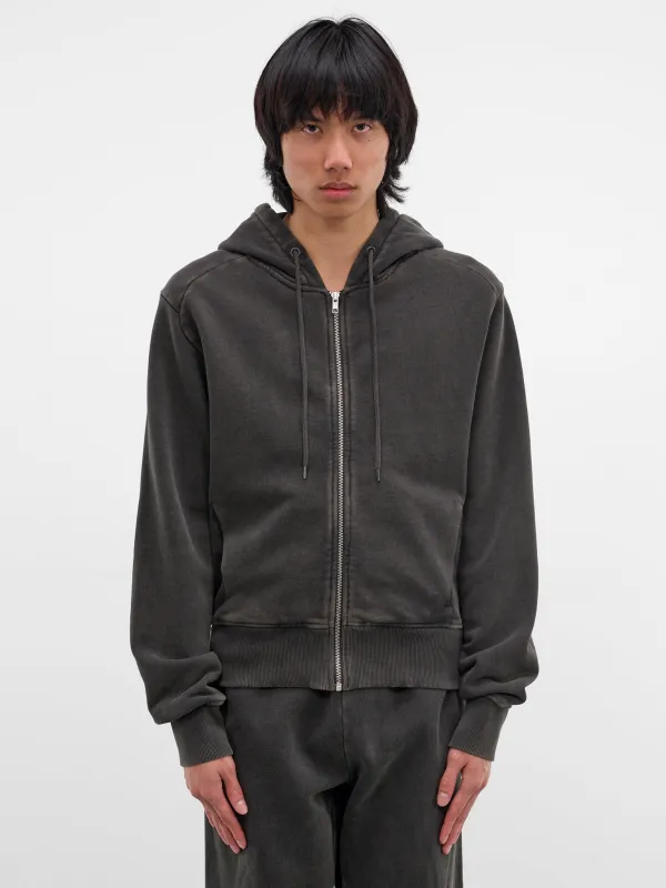 Washed Black Cotton Zip-Up Hoodie (HO01012-WASHED-BLACK) sold by lorenzo