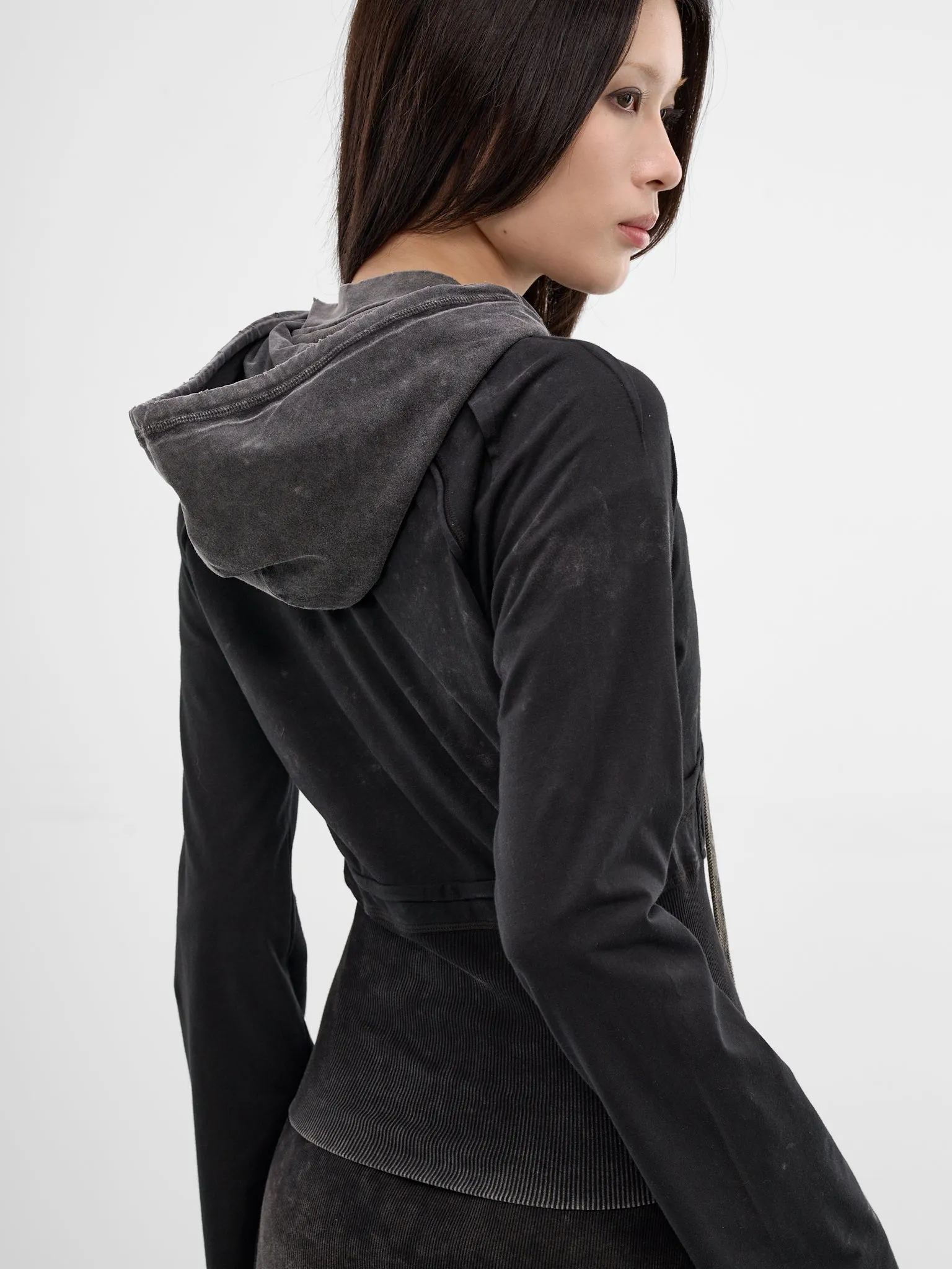Black Bellona Deconstructed Zip Hoodie (BELHO0WBL-WASHED-BLACK) sold by lorenzo product image thumbnail 5