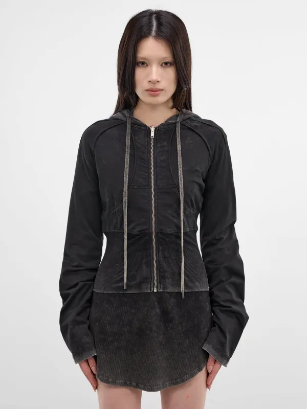 Black Bellona Deconstructed Zip Hoodie (BELHO0WBL-WASHED-BLACK) made by KNWLS