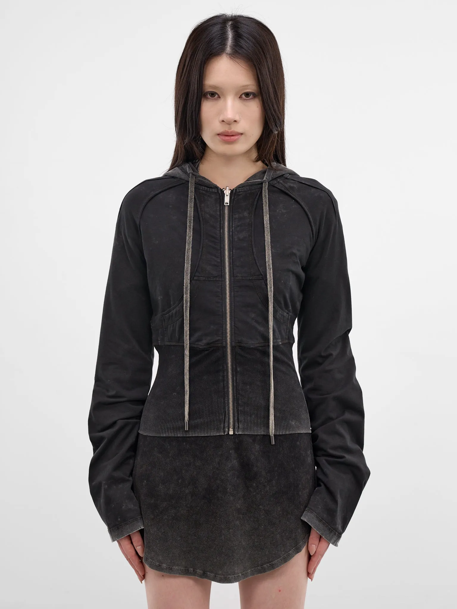 Black Bellona Deconstructed Zip Hoodie (BELHO0WBL-WASHED-BLACK) sold by lorenzo