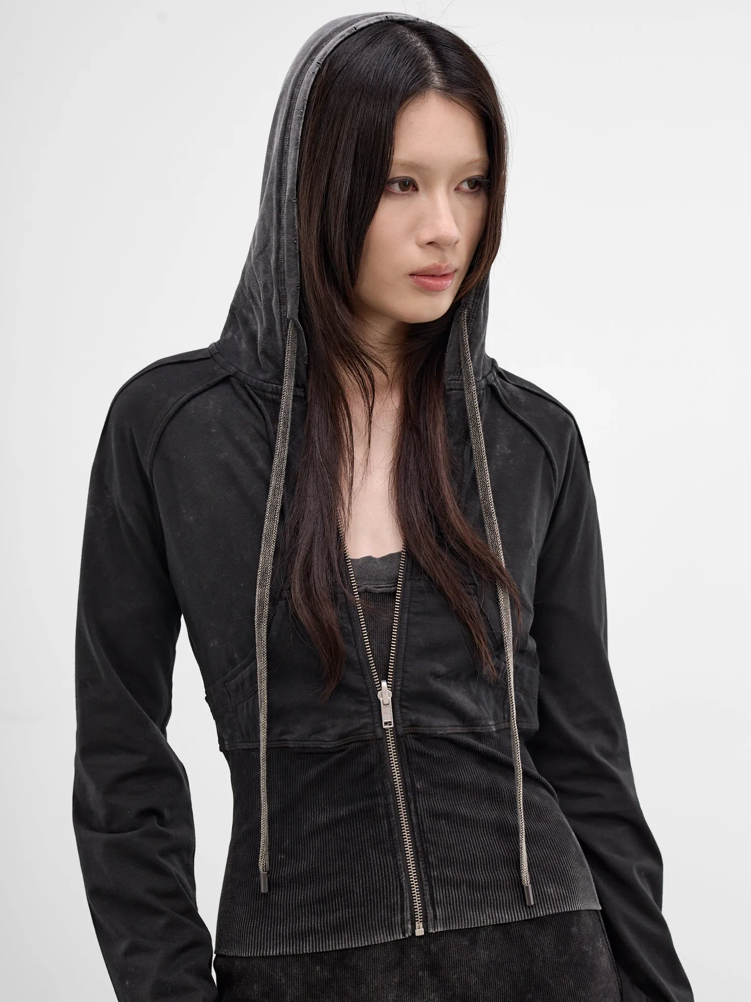 Black Bellona Deconstructed Zip Hoodie (BELHO0WBL-WASHED-BLACK) sold by lorenzo product image thumbnail 4
