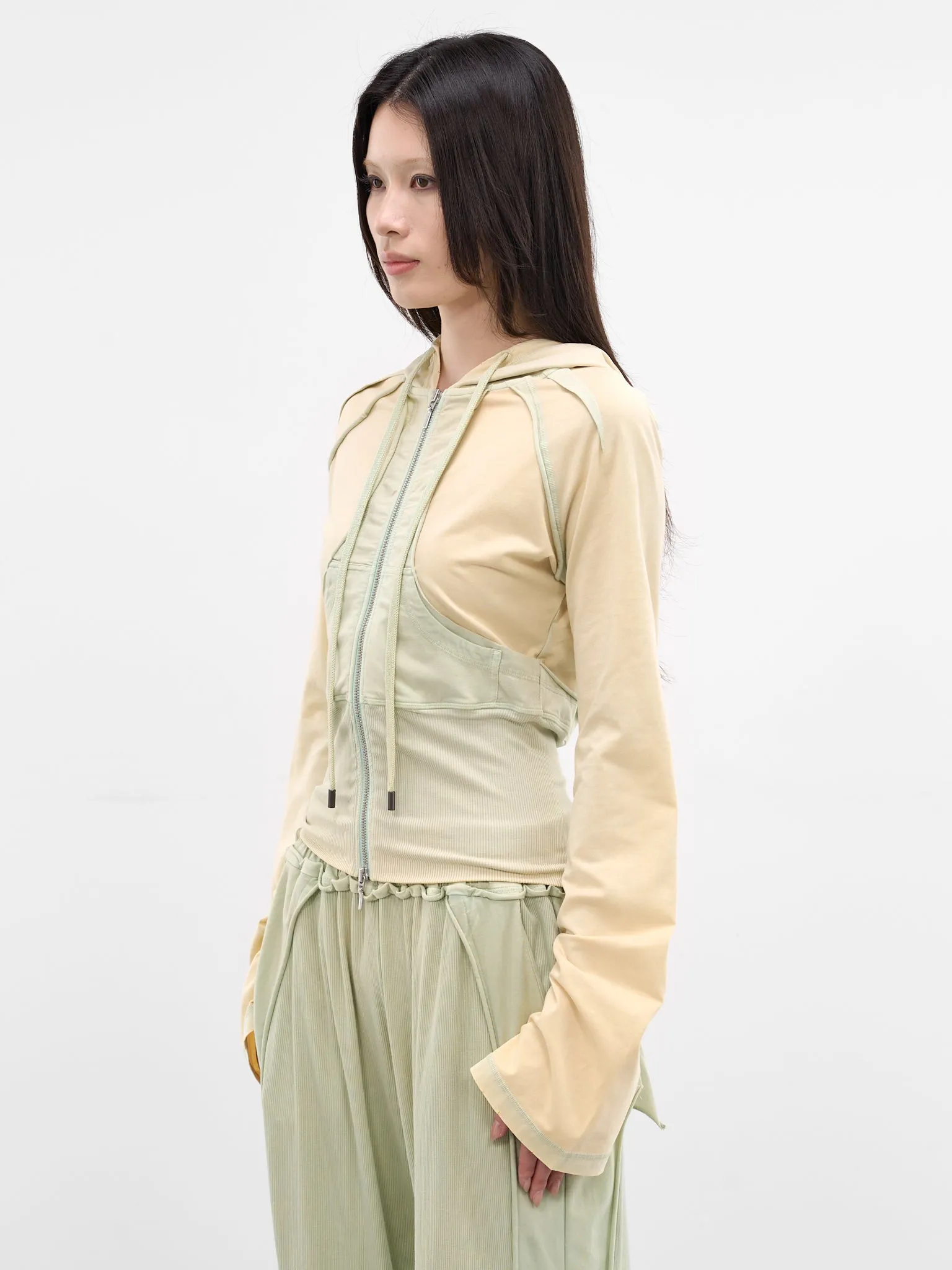Beige Bellona Deconstructed Zip Hoodie (BELHO0SGR-SUBTLE-GREEN) sold by lorenzo product image thumbnail 2