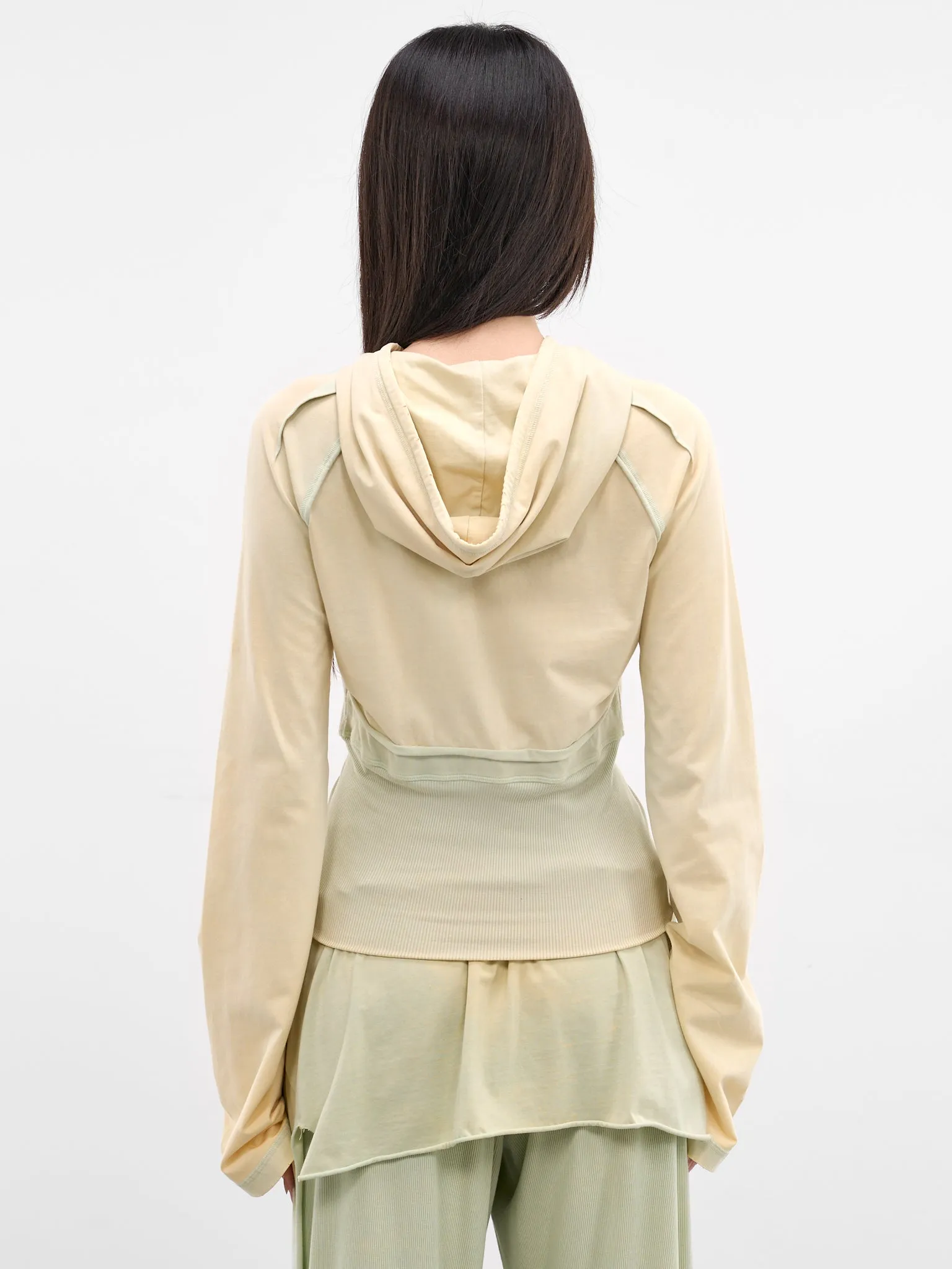 Beige Bellona Deconstructed Zip Hoodie (BELHO0SGR-SUBTLE-GREEN) sold by lorenzo product image thumbnail 3