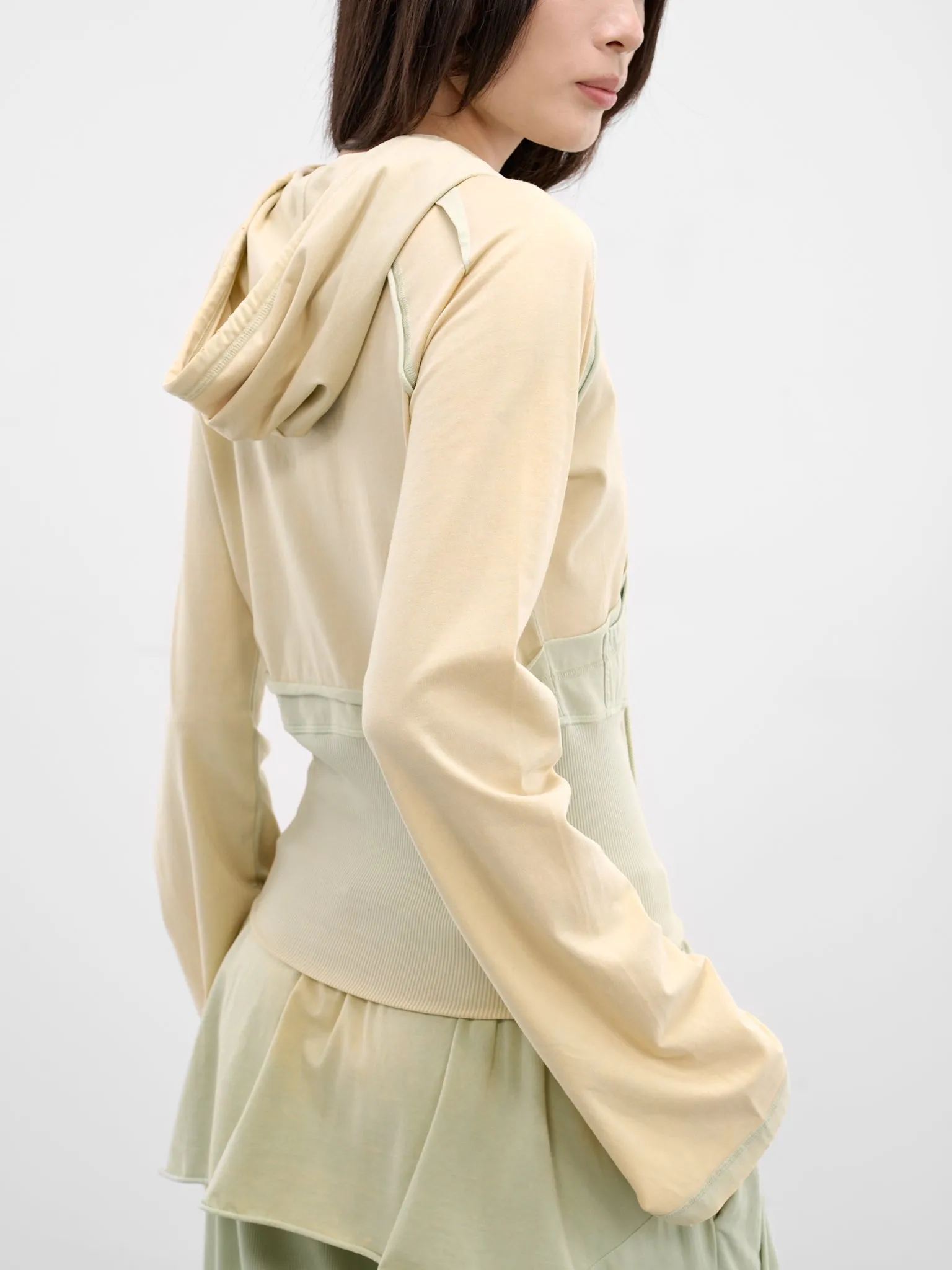 Beige Bellona Deconstructed Zip Hoodie (BELHO0SGR-SUBTLE-GREEN) sold by lorenzo product image thumbnail 5