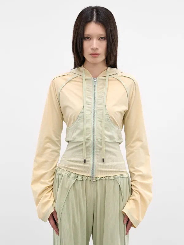 Beige Bellona Deconstructed Zip Hoodie (BELHO0SGR-SUBTLE-GREEN) sold by lorenzo