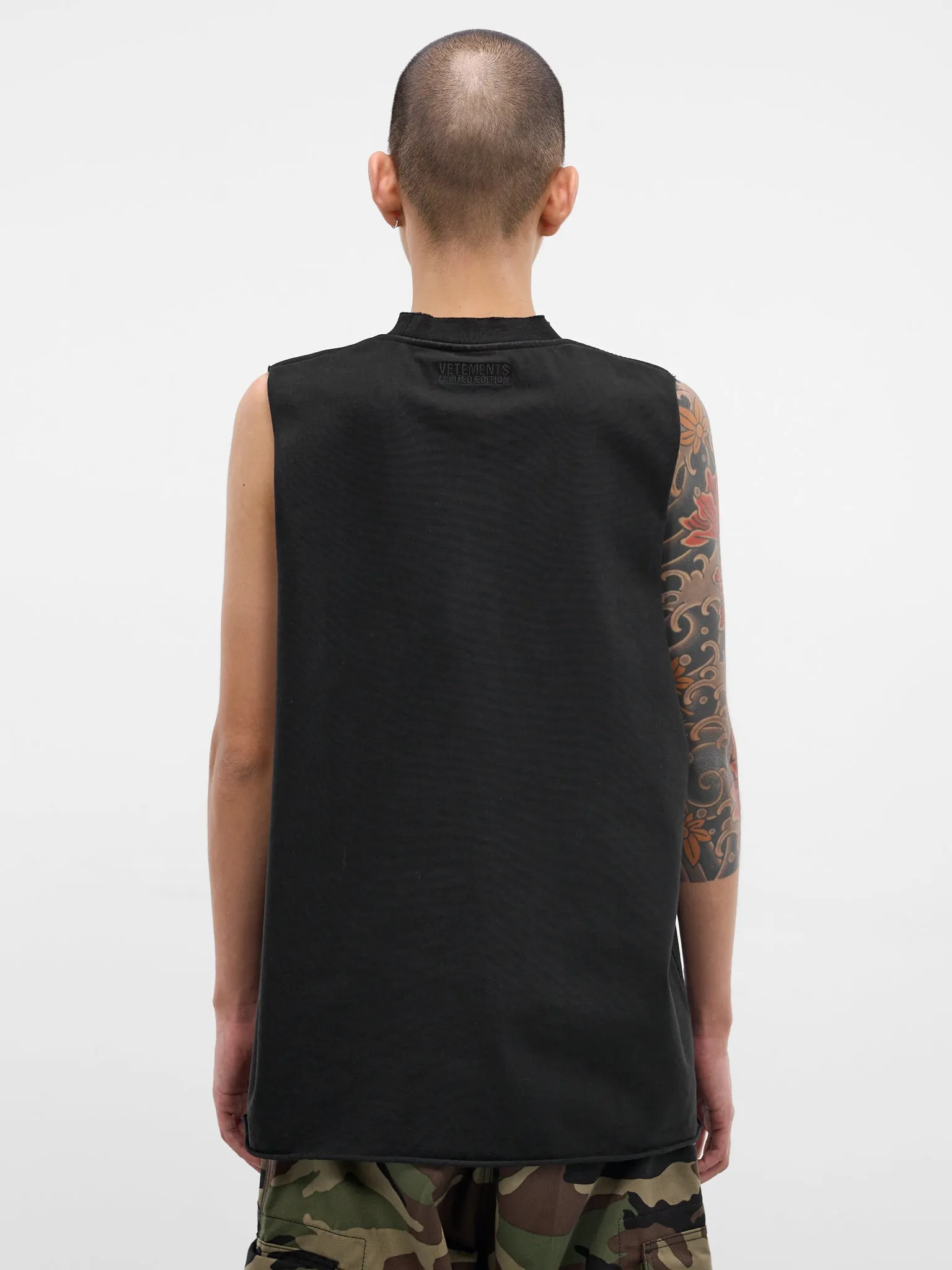 Black Leather Biker Cross Tank (ME76TR154BX-WASHED-OUT-BLACK) sold by lorenzo product image thumbnail 2