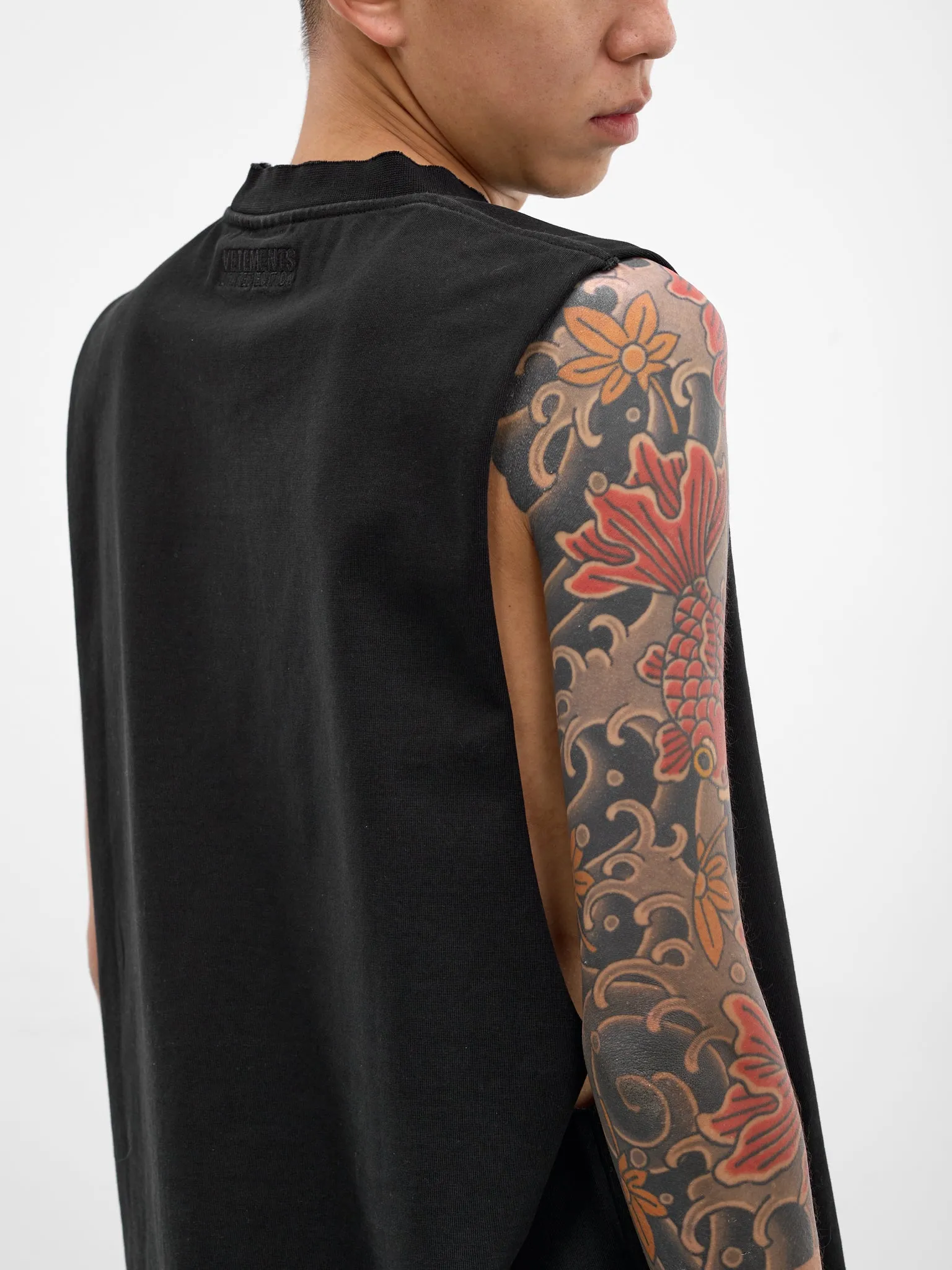 Black Leather Biker Cross Tank (ME76TR154BX-WASHED-OUT-BLACK) sold by lorenzo product image thumbnail 4