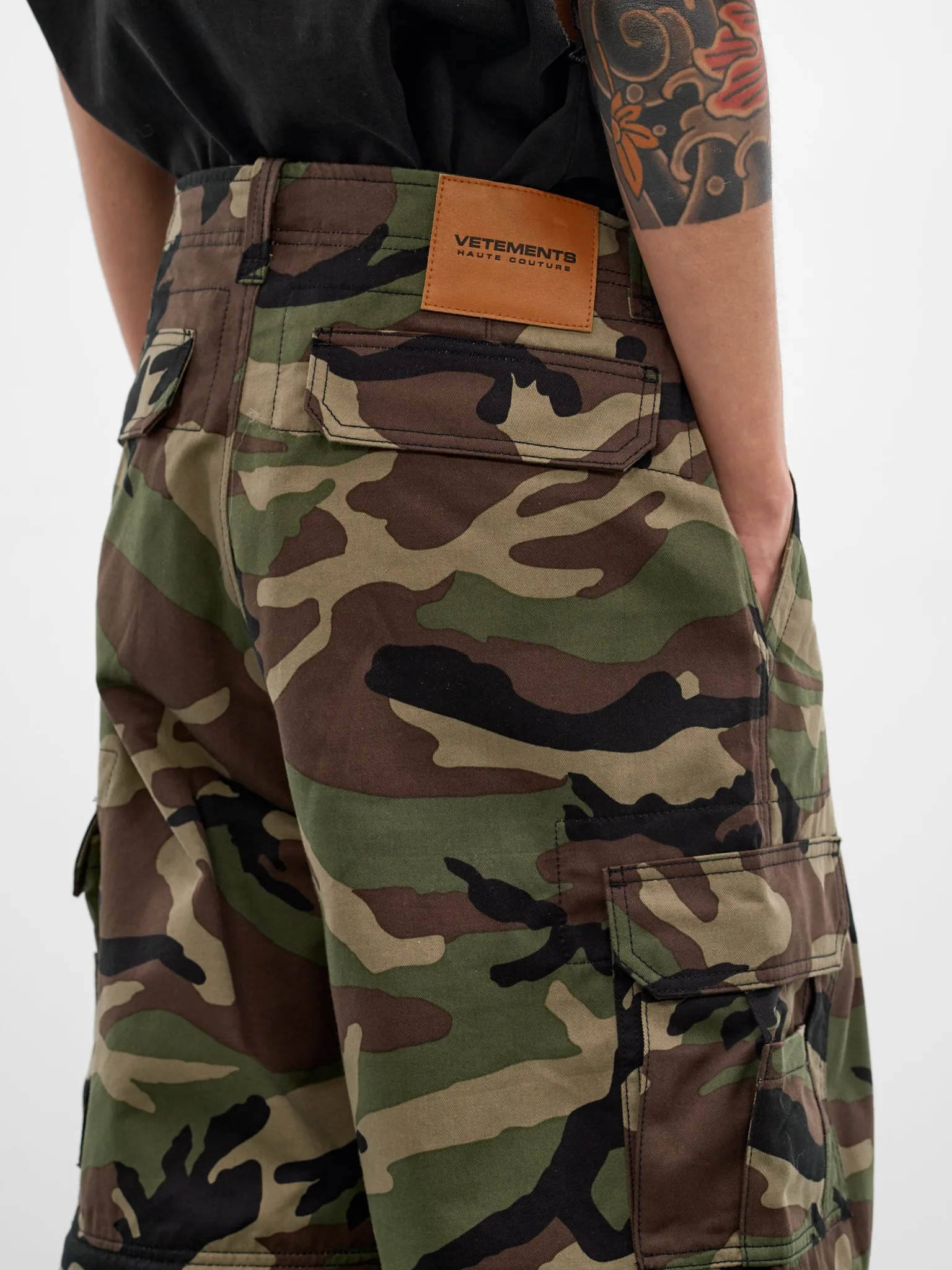 Green Camouflage Zip Cargo Pants (ME76PA096XE-GREEN-CAMO) sold by lorenzo product image thumbnail 5