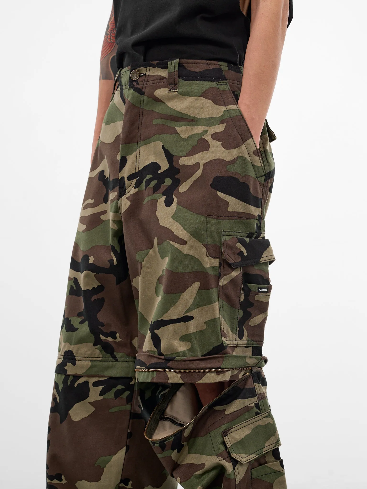 Green Camouflage Zip Cargo Pants (ME76PA096XE-GREEN-CAMO) sold by lorenzo product image thumbnail 4