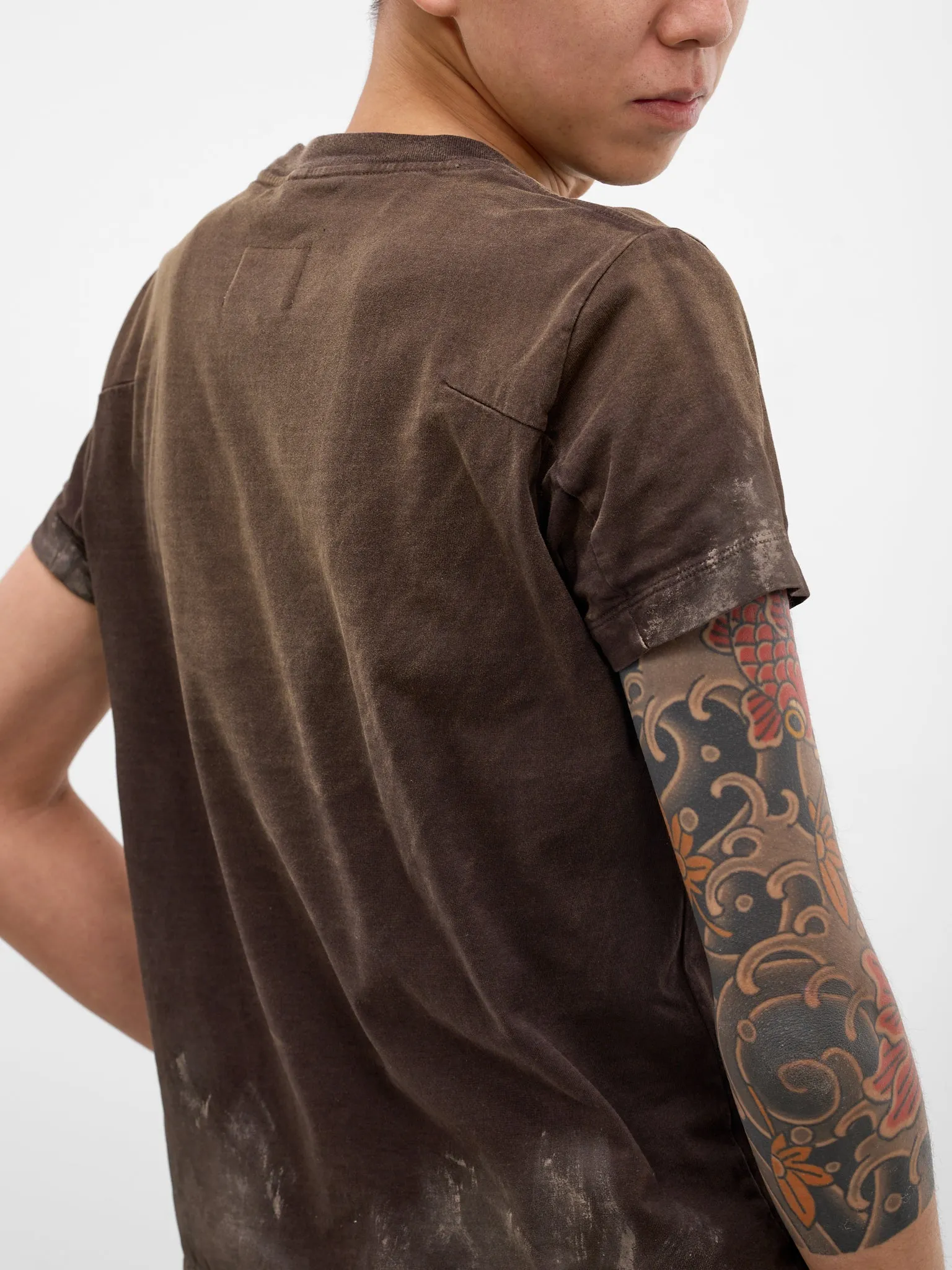 Brown Faded Dirty Luxury Tee (40CS434-BROWN) sold by lorenzo product image thumbnail 4
