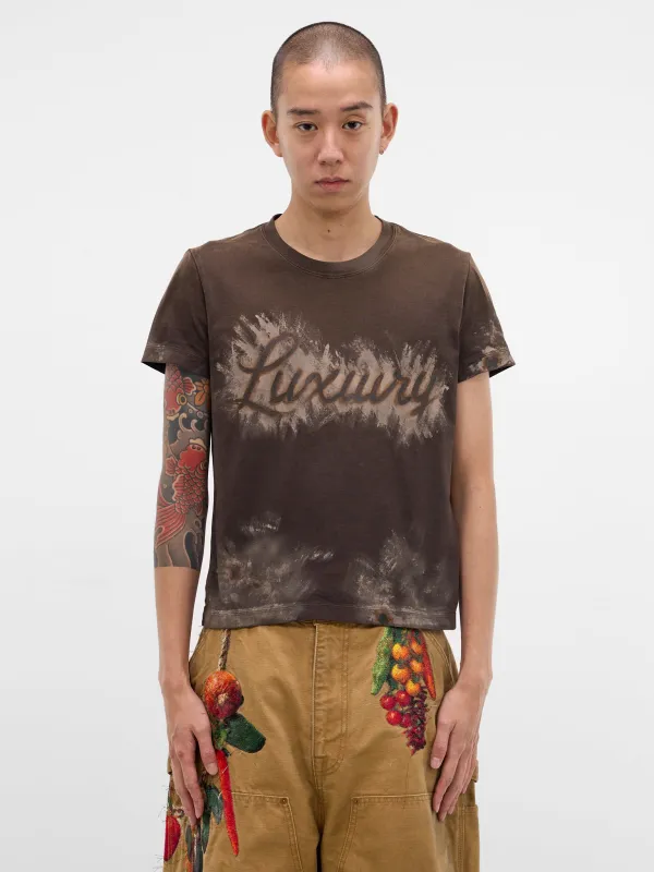 Brown Faded Dirty Luxury Tee (40CS434-BROWN) made by lorenzo