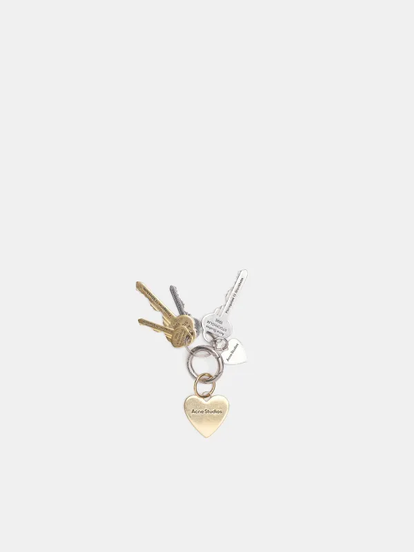 Logo Key & Heart Ring Keychain (FN-UX-ACCS000196-GOLD-SILVER) sold by lorenzo