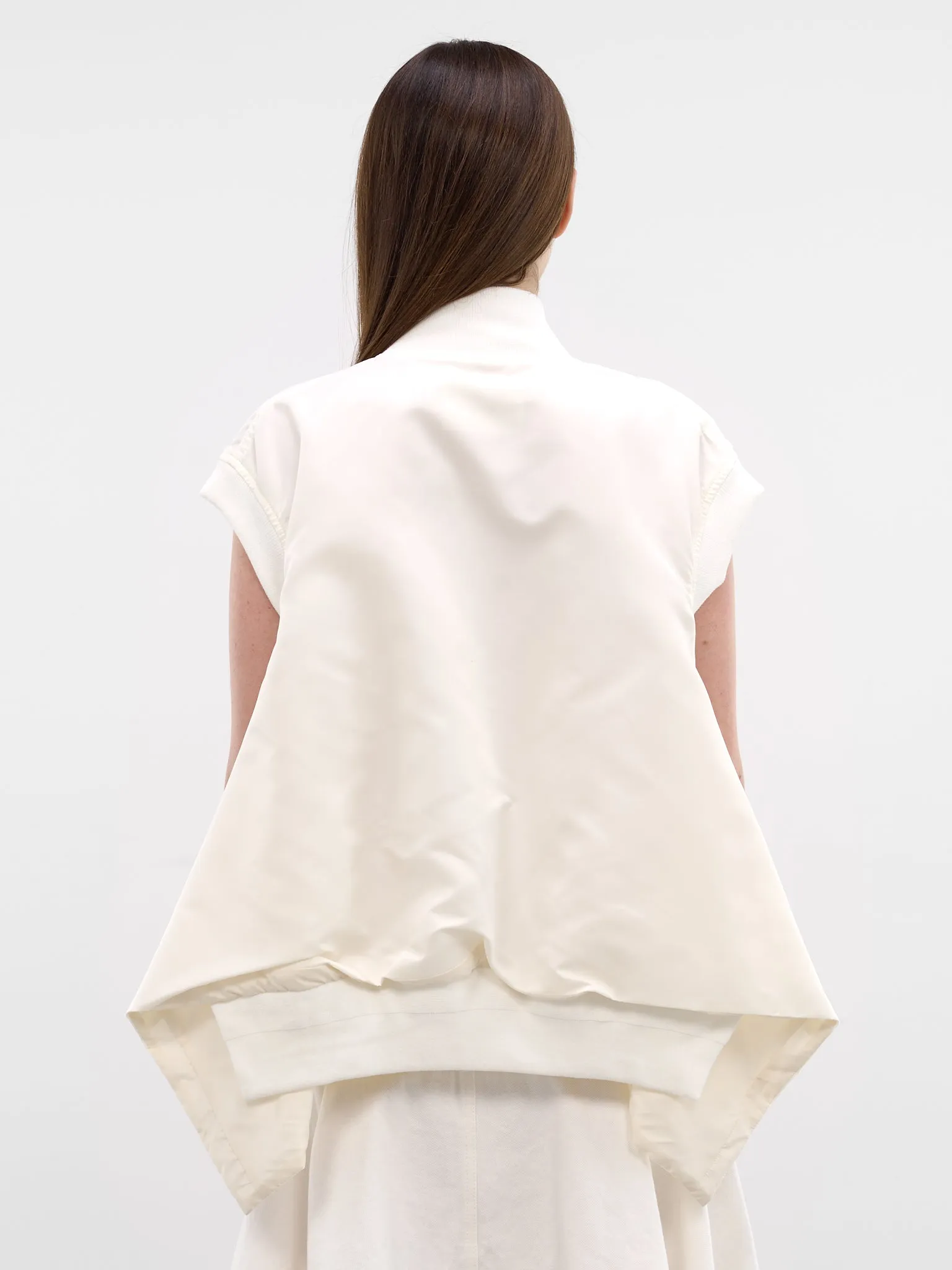 White Nylon Twill Bomber Vest (26-08305-151-OFF-WHITE) sold by lorenzo product image thumbnail 3