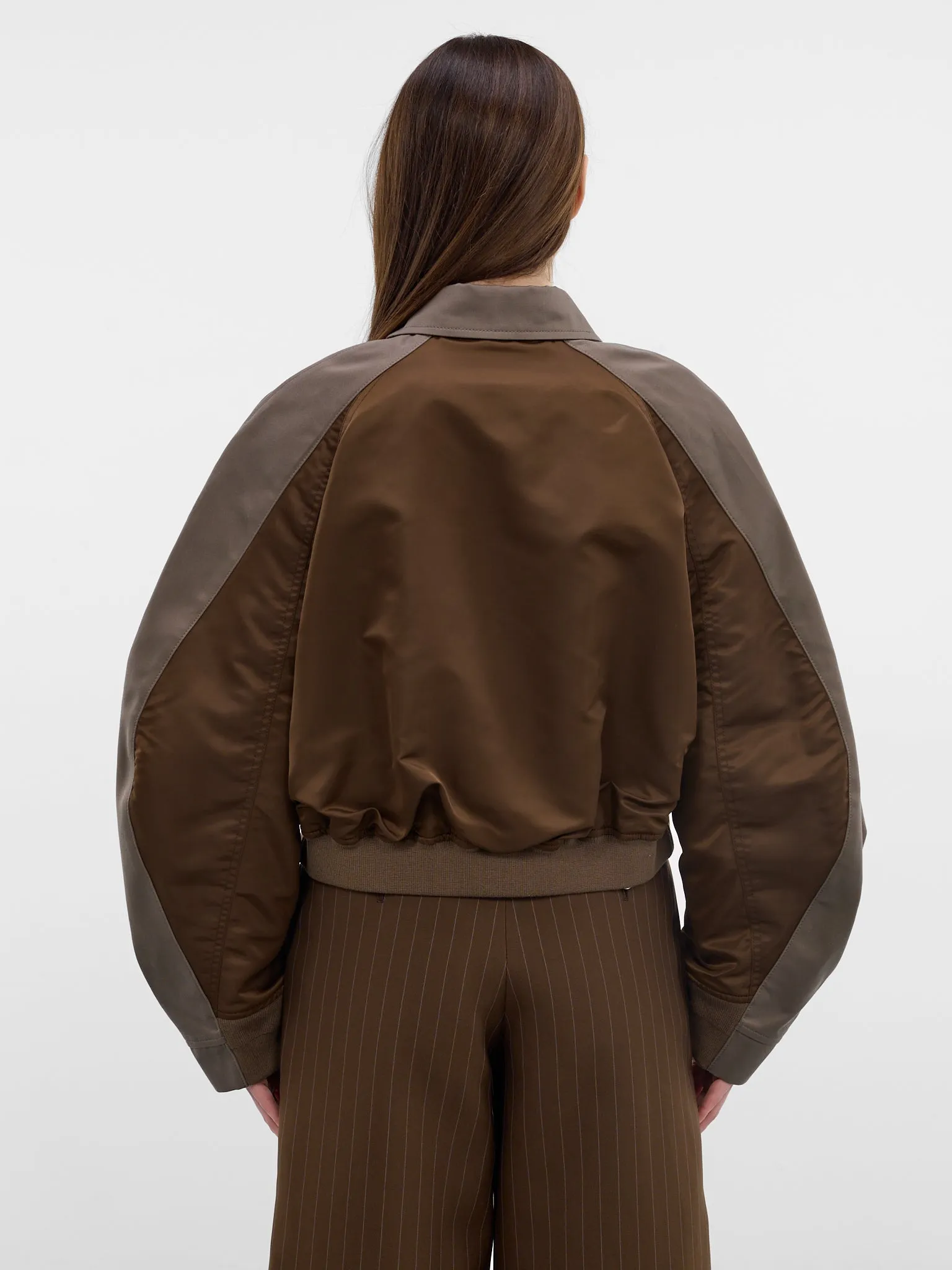 Hybrid Nylon Chino Boxy Bomber (26-08303-606-BROWN-GRAY) sold by lorenzo product image thumbnail 3