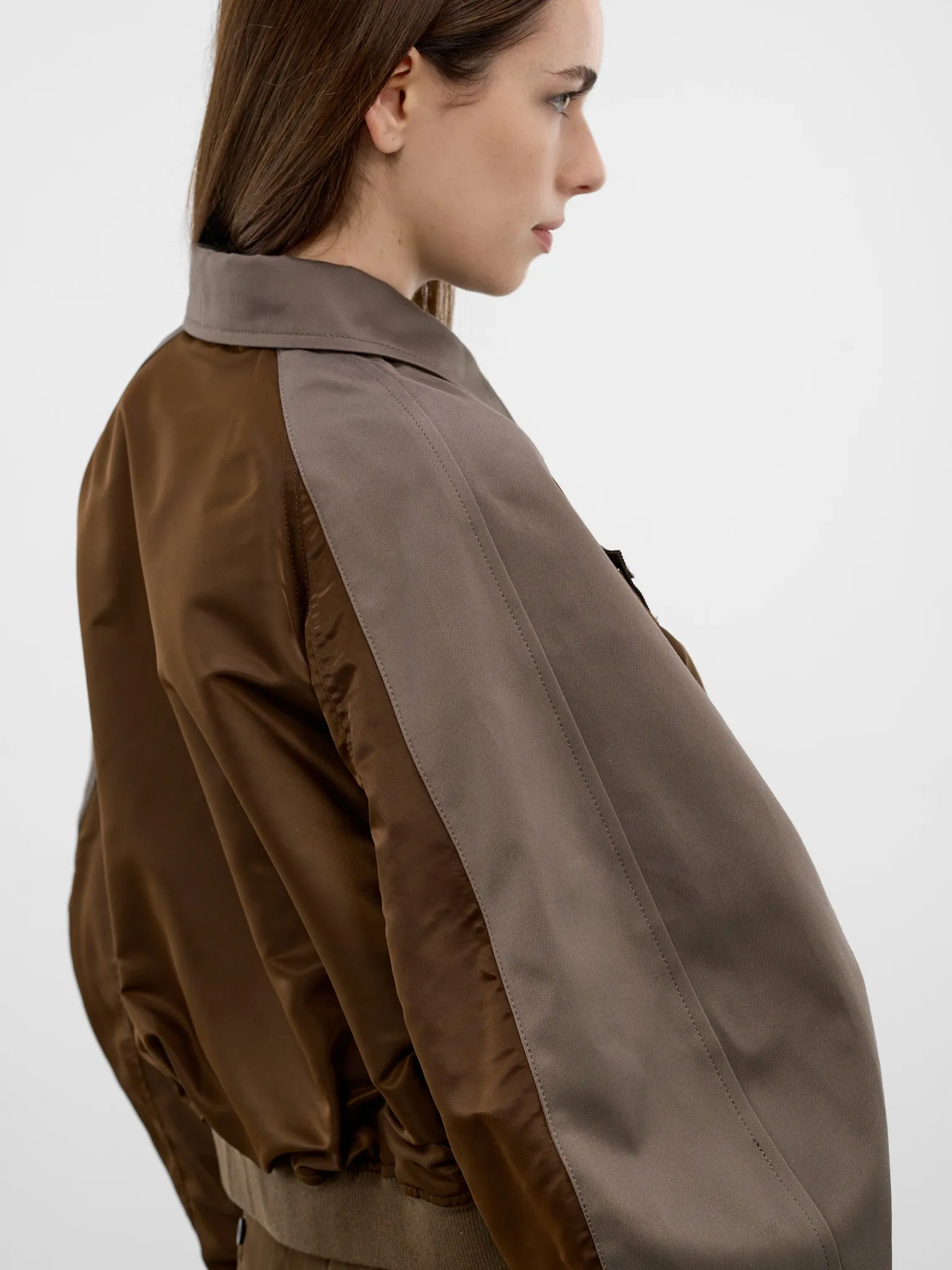 Hybrid Nylon Chino Boxy Bomber (26-08303-606-BROWN-GRAY) sold by lorenzo product image thumbnail 5